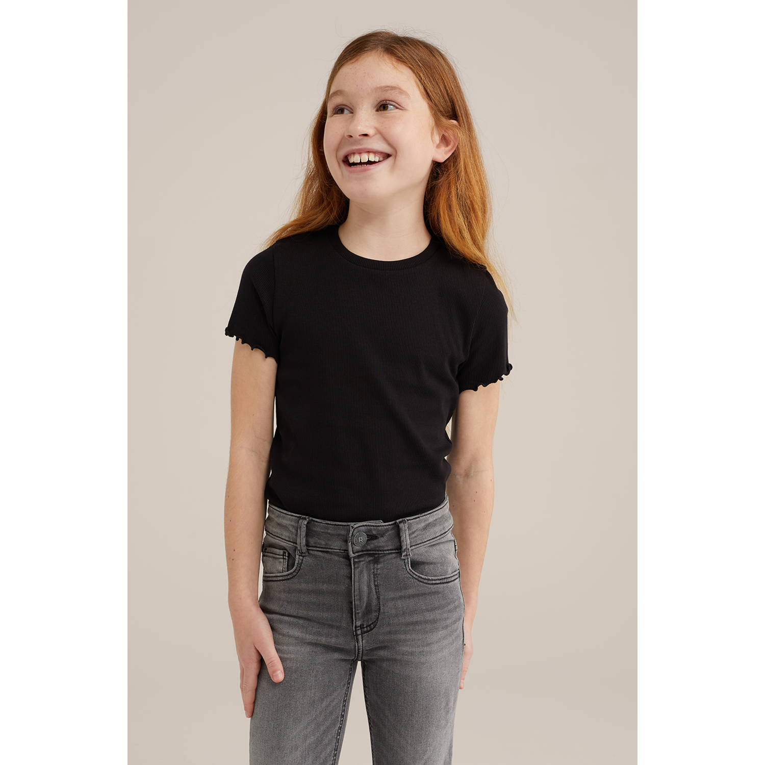 WE Fashion WE Fundamentals T-shirt set van 2 zwart wit