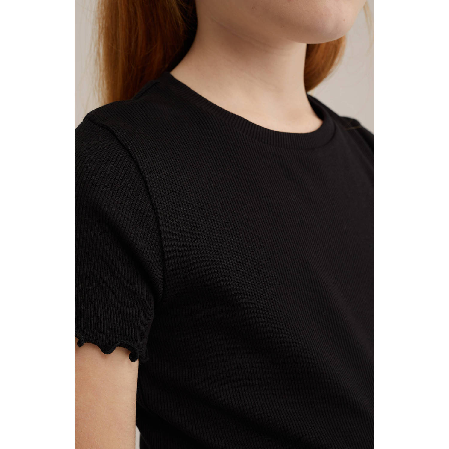WE Fashion WE Fundamentals T-shirt set van 2 zwart wit