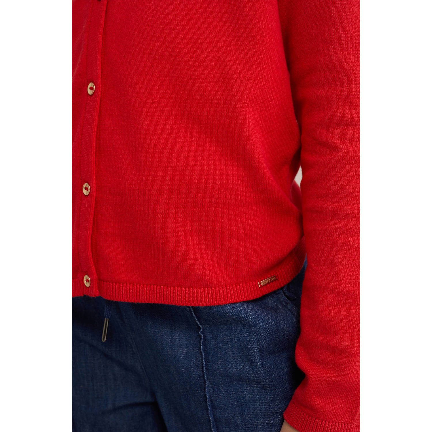 WE Fashion vest rood fijn gebreid