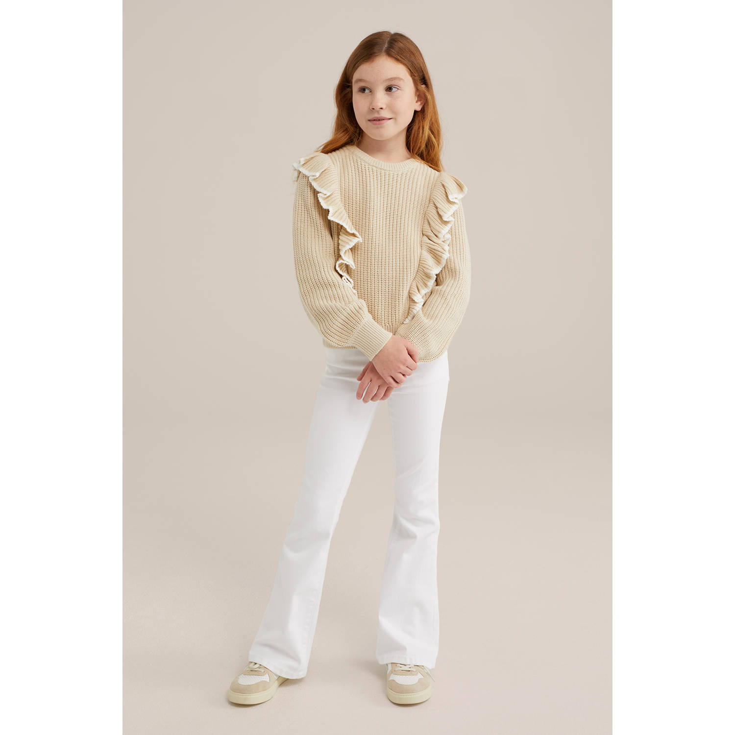 WE Fashion gebreide trui beige