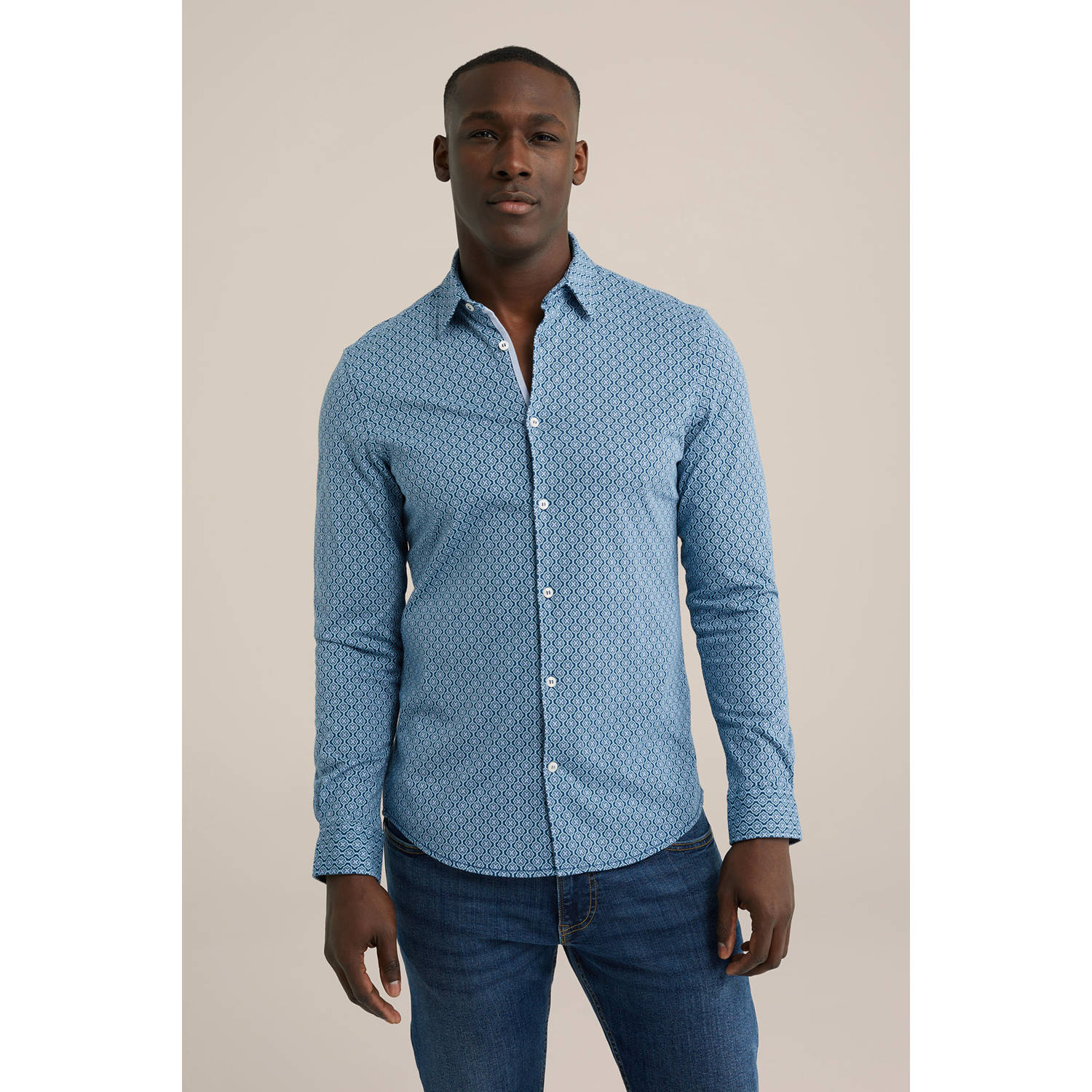WE Fashion casual overhemd blauw