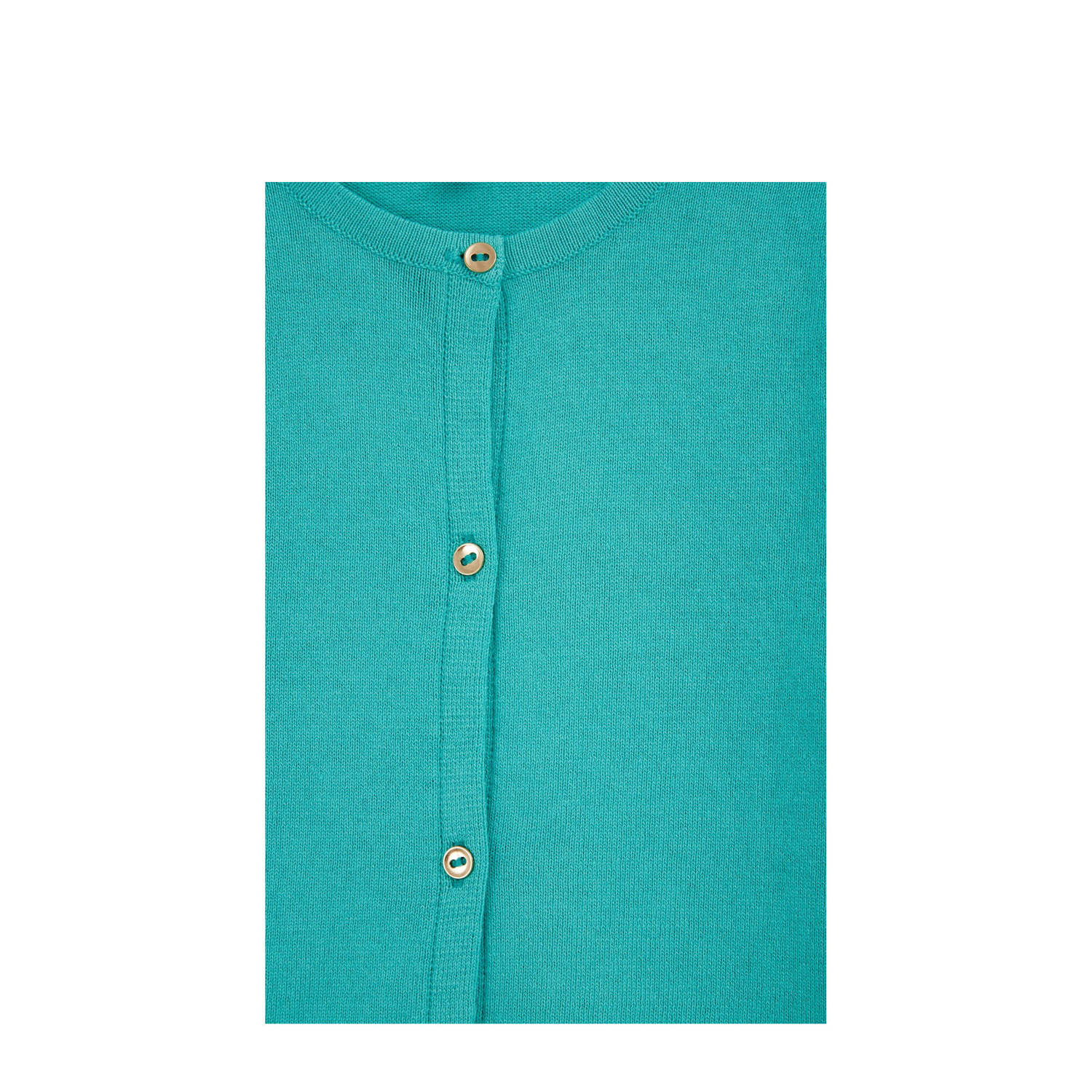 WE Fashion vest turquoise fijn gebreid