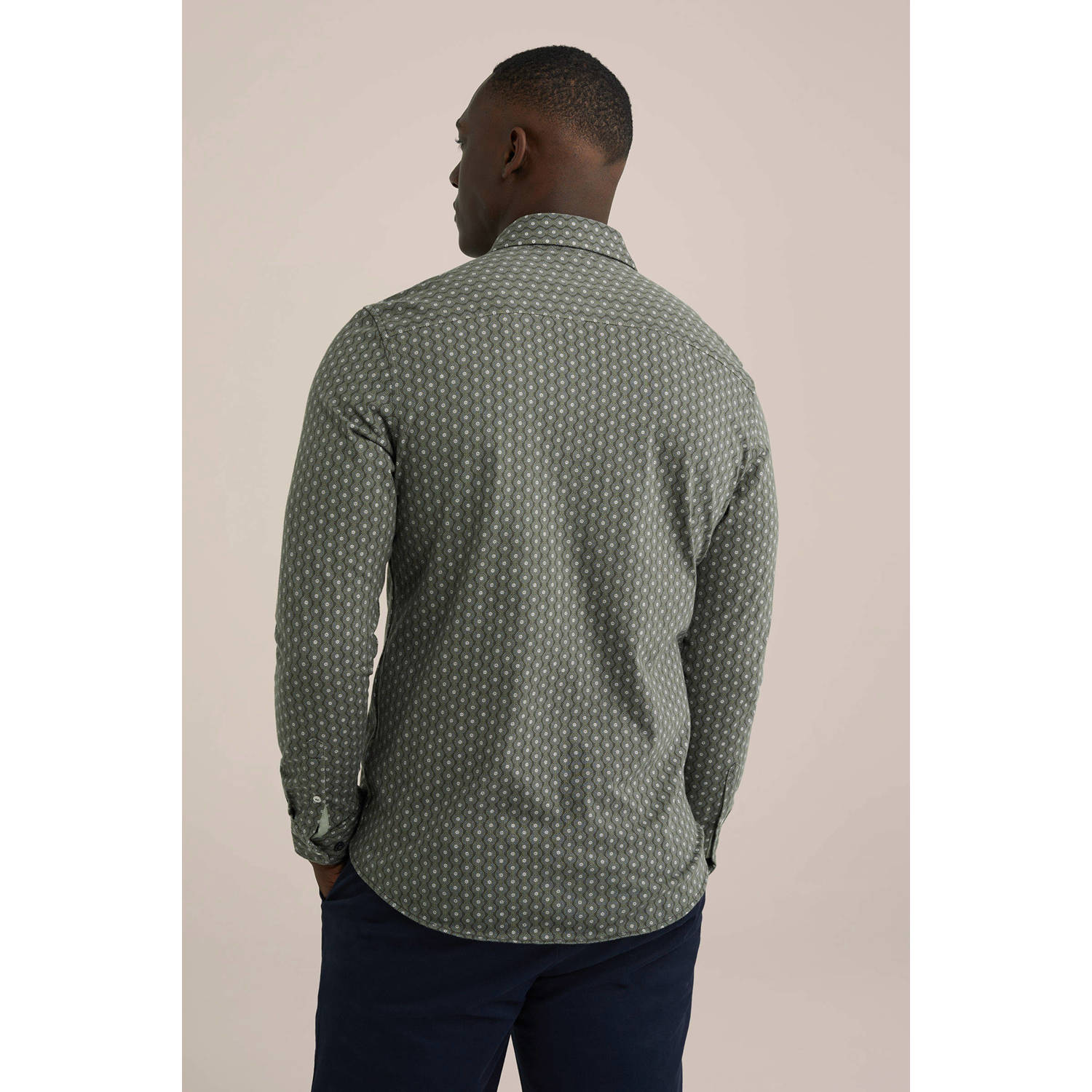 WE Fashion casual overhemd donkergroen