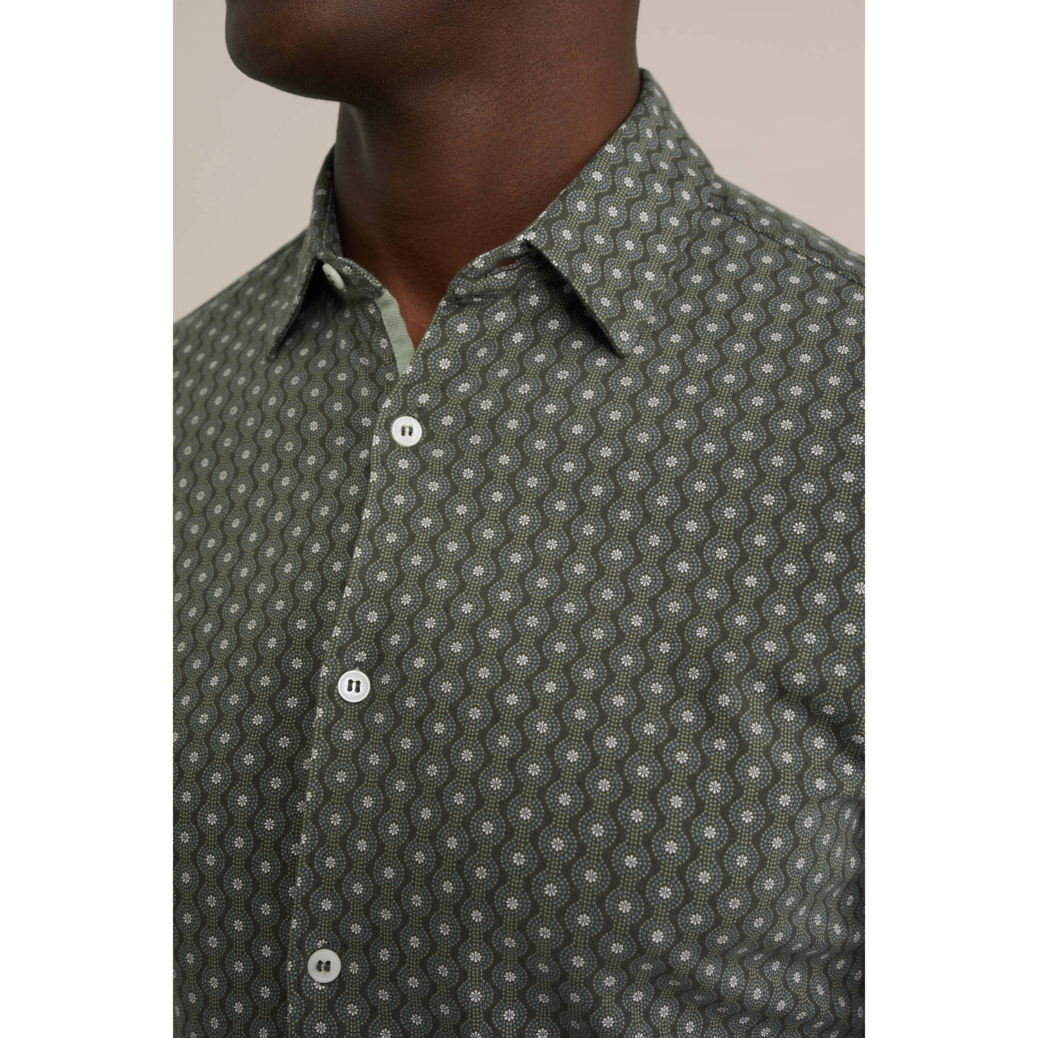 WE Fashion casual overhemd donkergroen