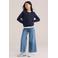 WE Fashion vest donkerblauw fijn gebreid