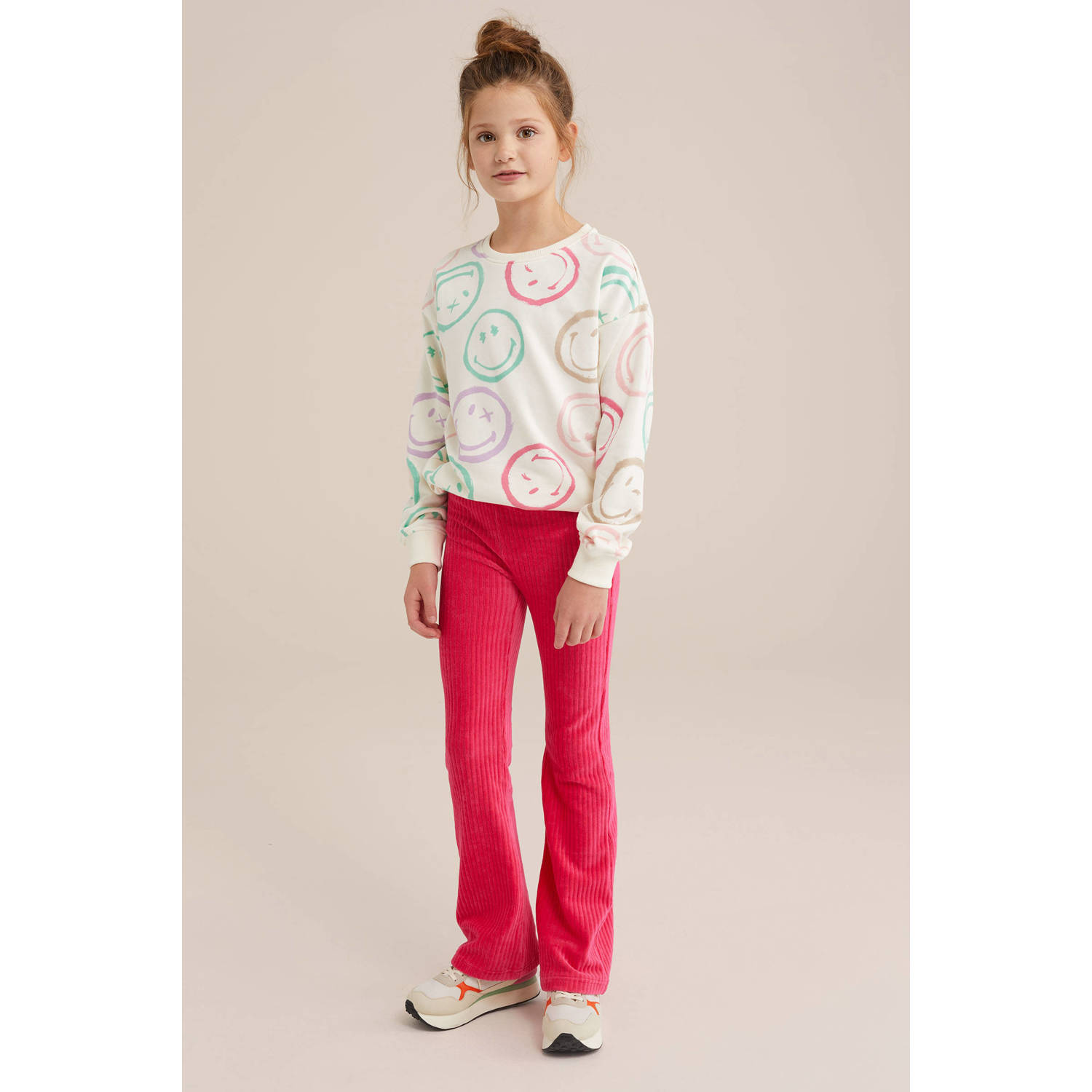 WE Fashion WE Fundamentals flared broek fel roze
