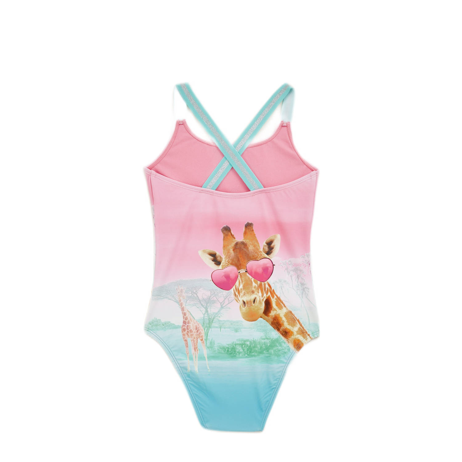 WE Fashion badpak blauw roze