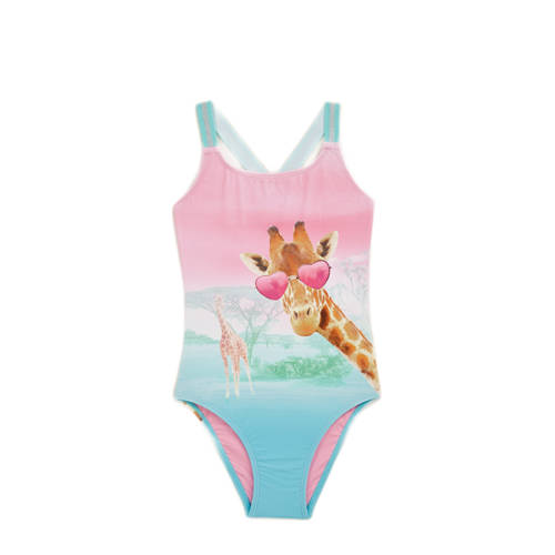 WE Fashion badpak blauw/roze afbeelding