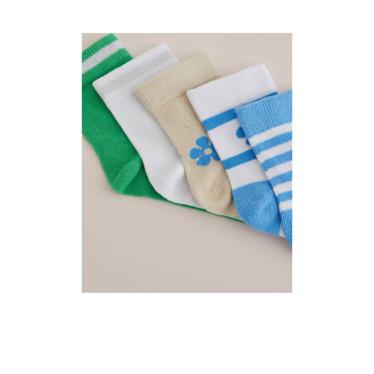 WE Fashion sokken (set van 5) groen wit blauw