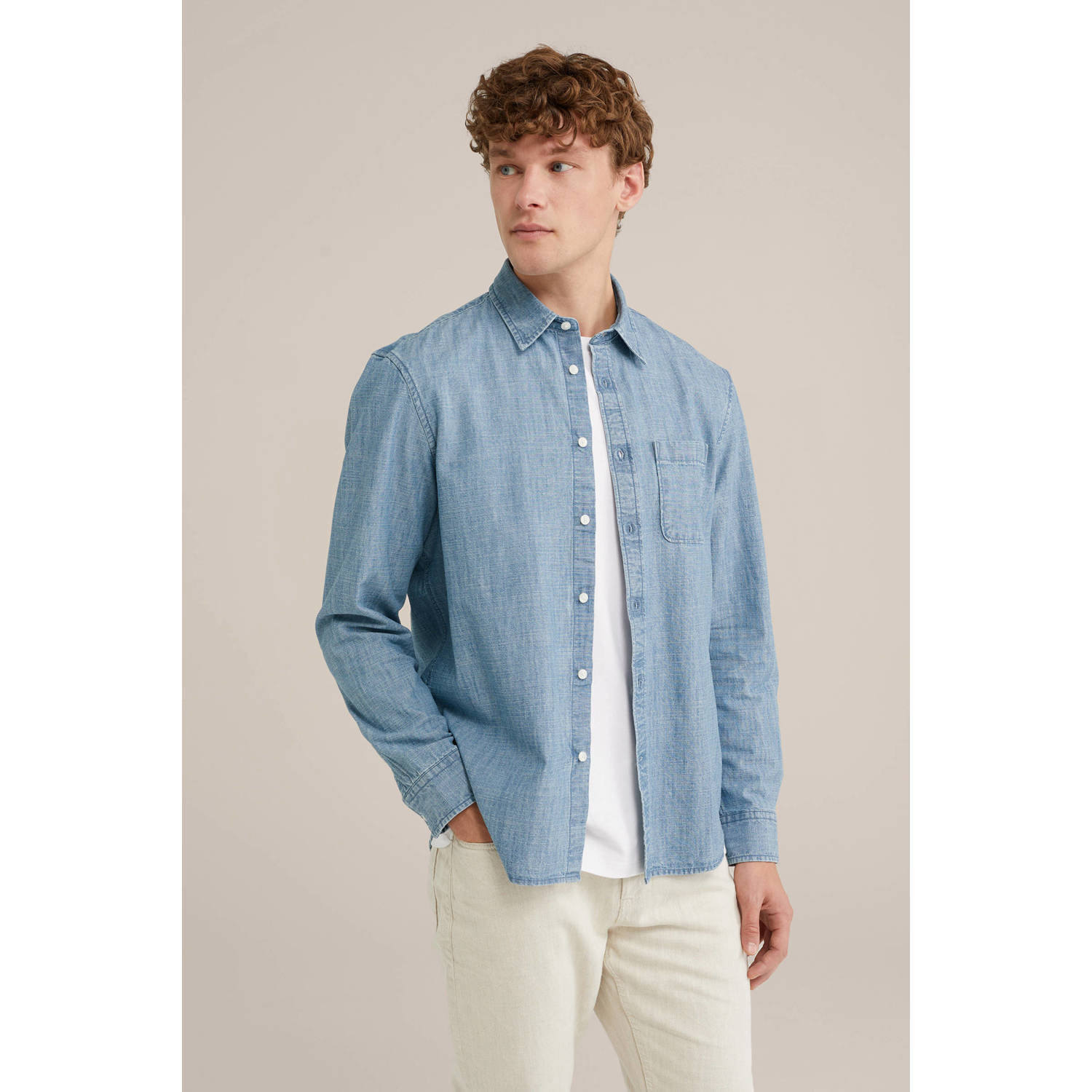 WE Fashion casual overhemd lichtblauw
