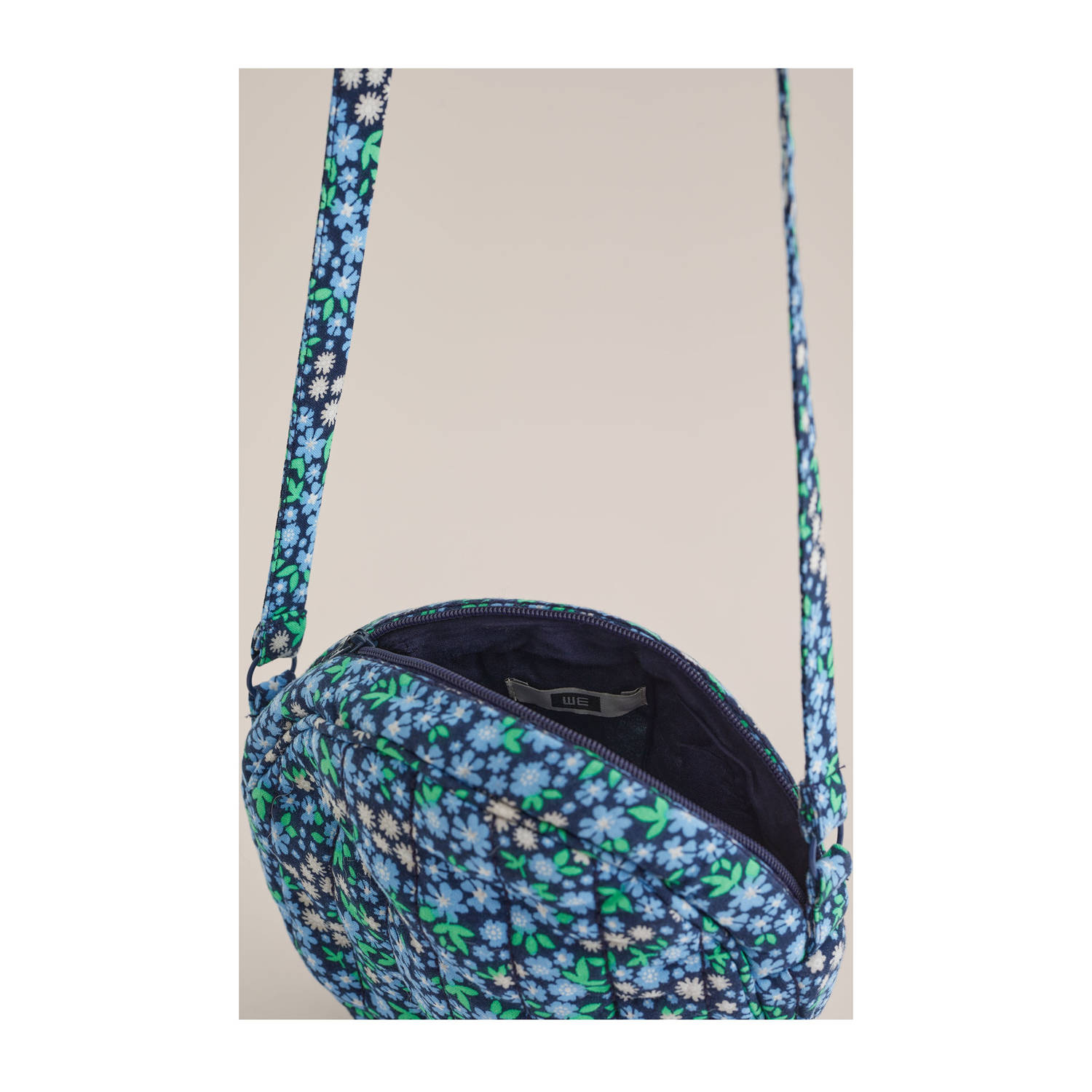 WE Fashion schoudertas donkerblauw groen lichtblauw