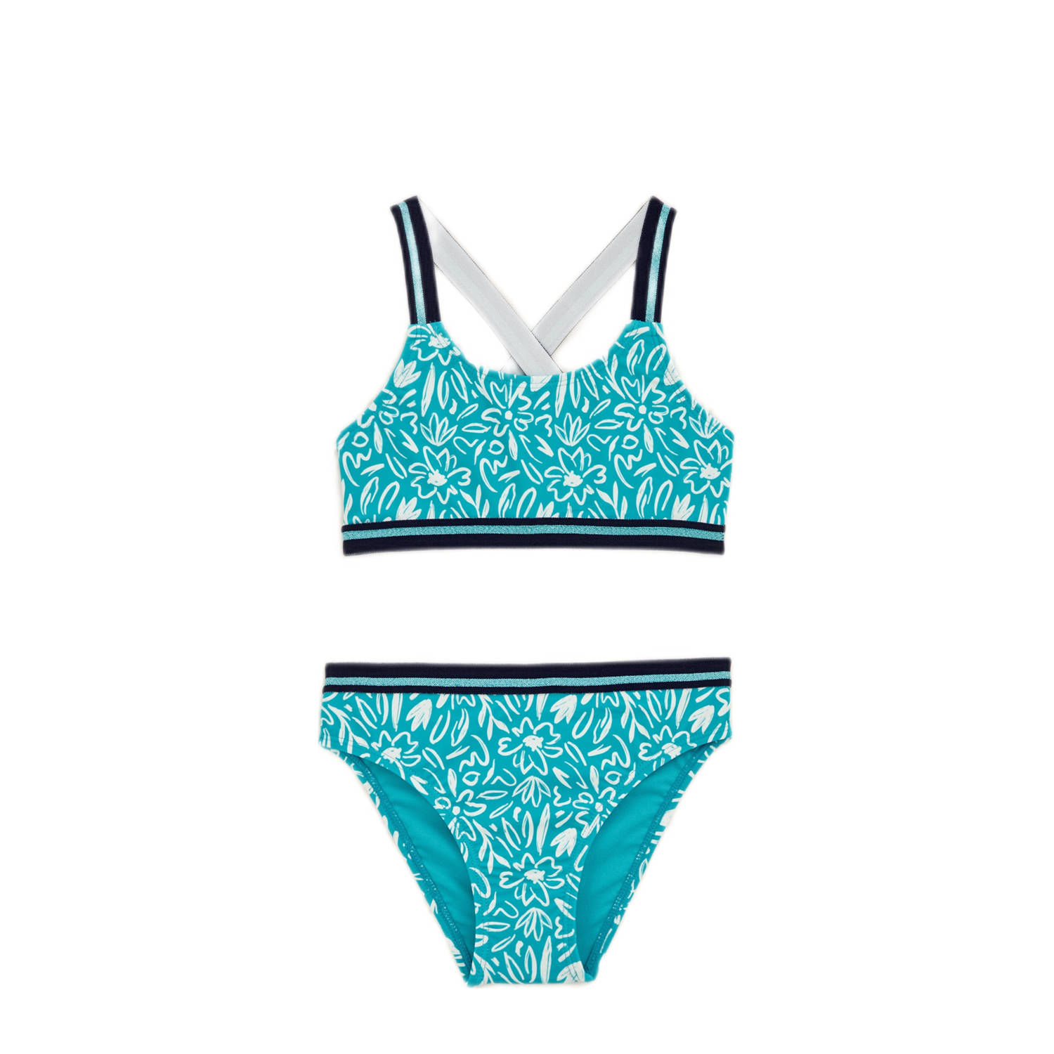 WE Fashion bikini blauw wit