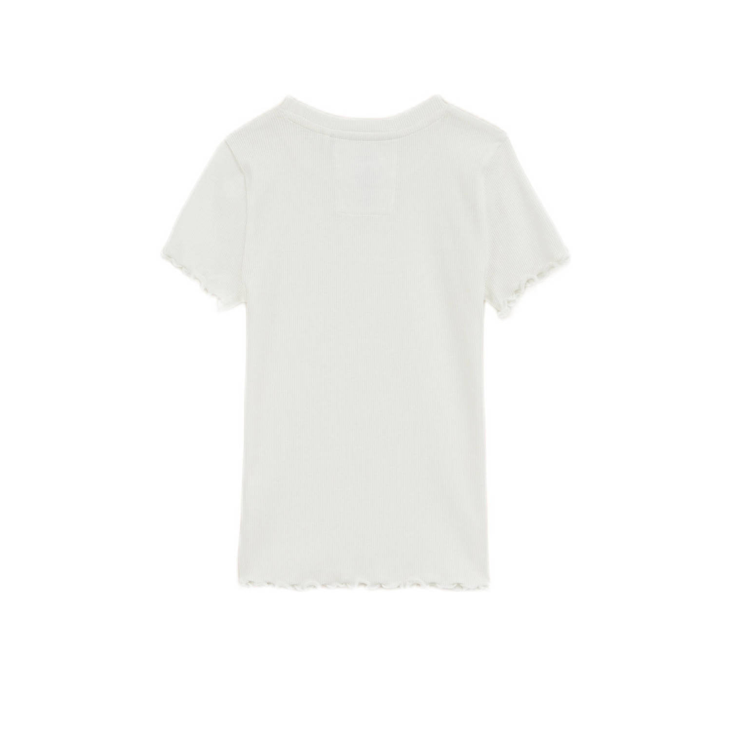 WE Fashion T-shirt rib gebreid wit