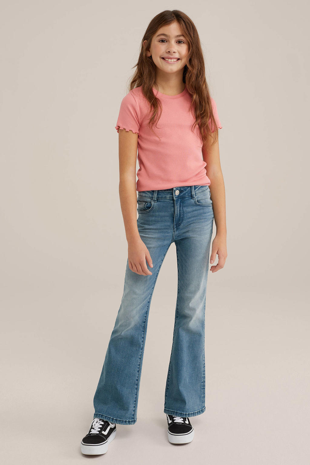 WE Fashion T-shirt met ruches - roze