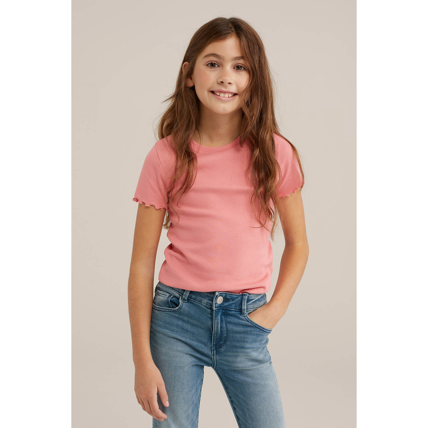 WE Fashion T-shirt rib gebreid