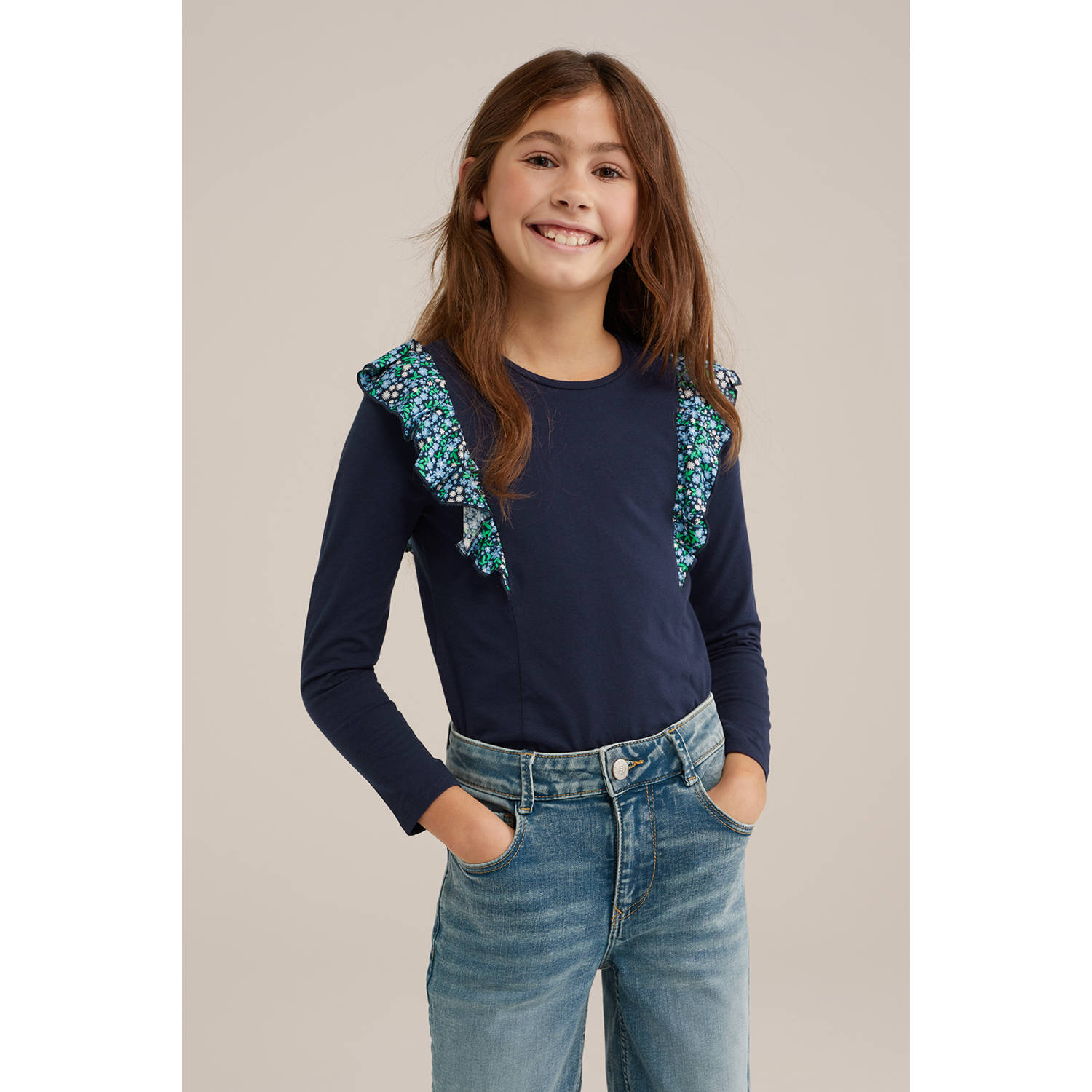 WE Fashion longsleeve donkerblauw