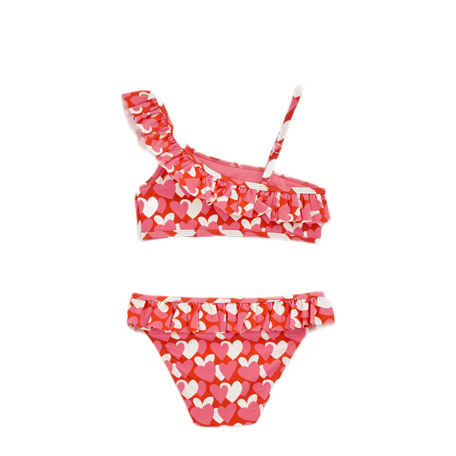 WE Fashion bikini one shoulder roze rood wit