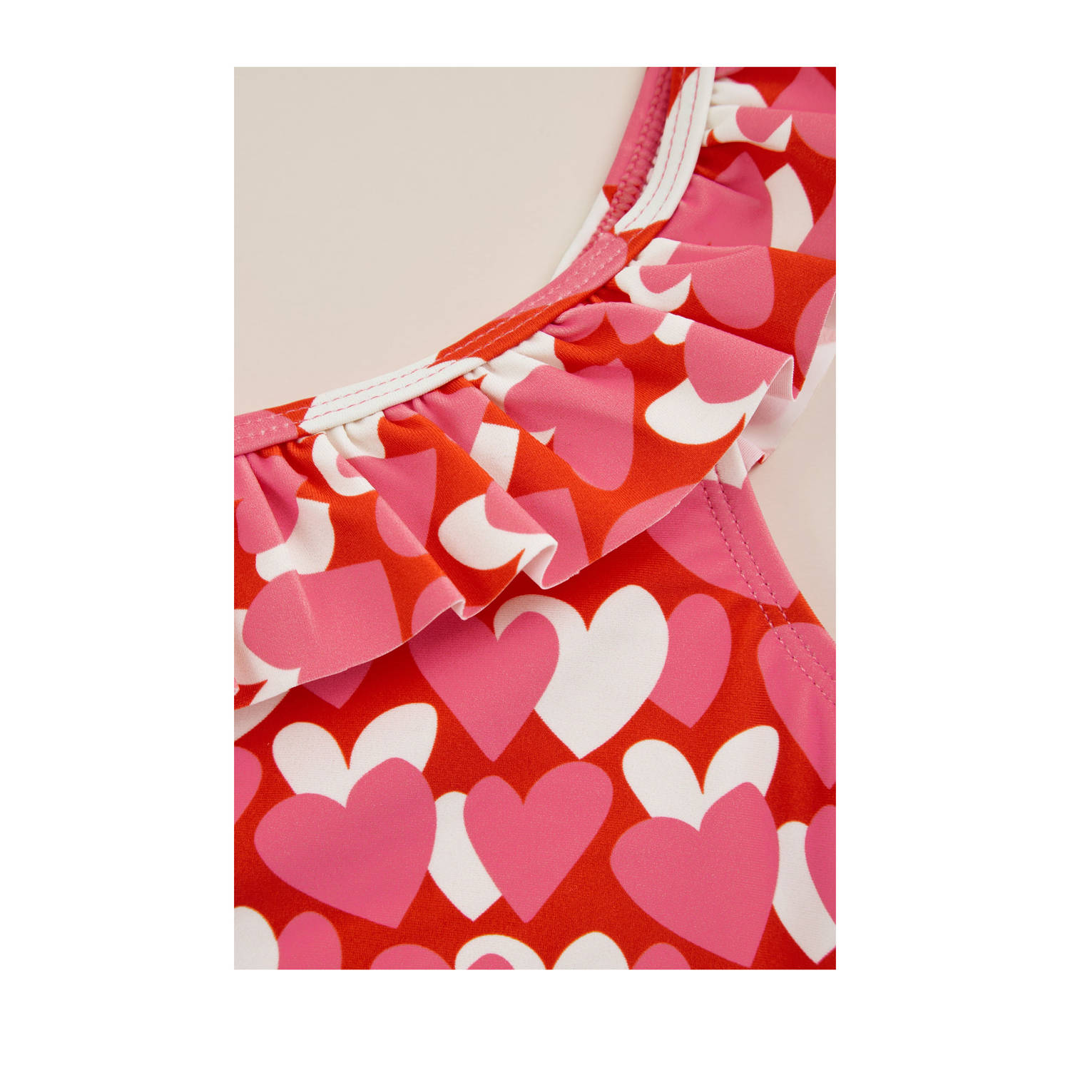 WE Fashion bikini one shoulder roze rood wit