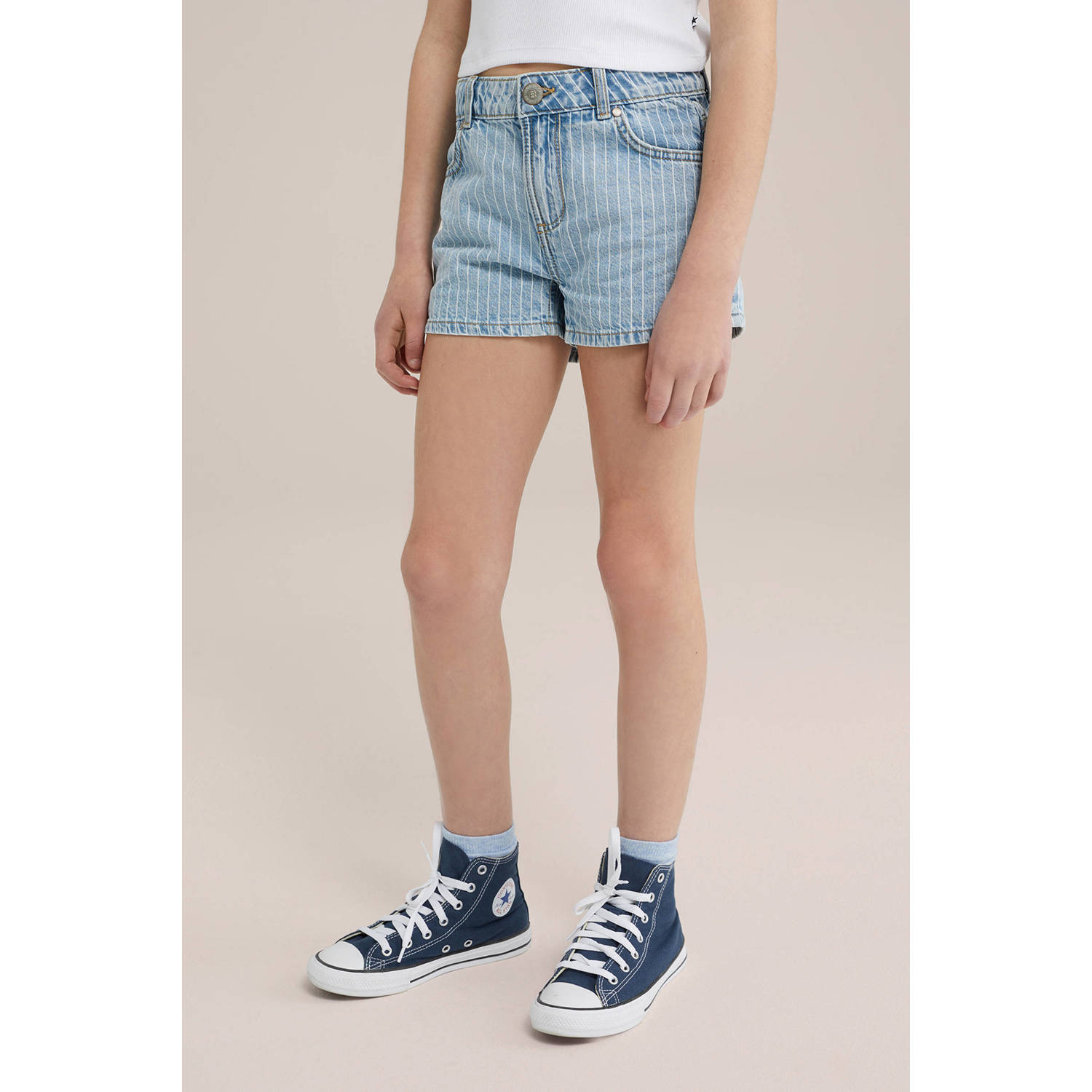 WE Fashion Blue Ridge slim denim short light blue denim