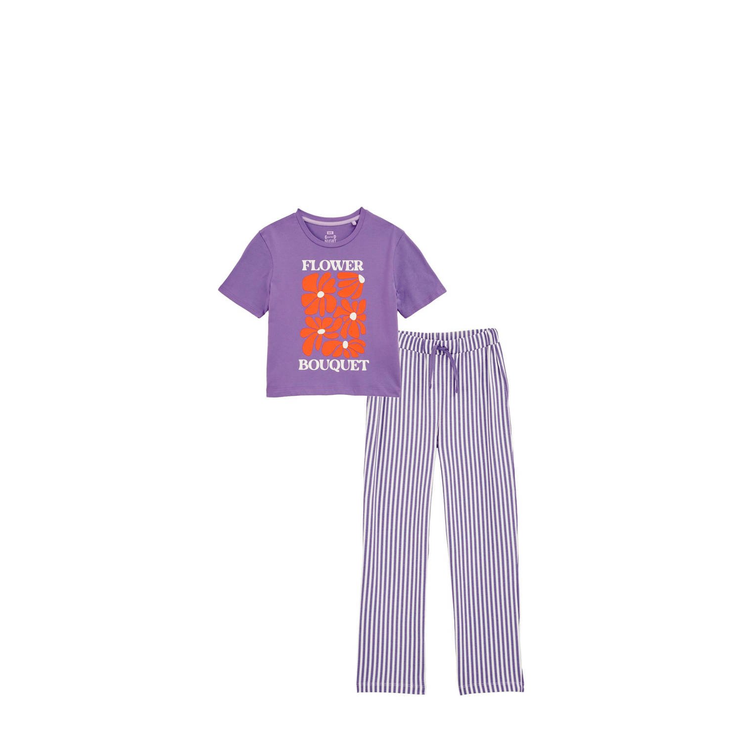 WE Fashion pyjama lila wit oranje