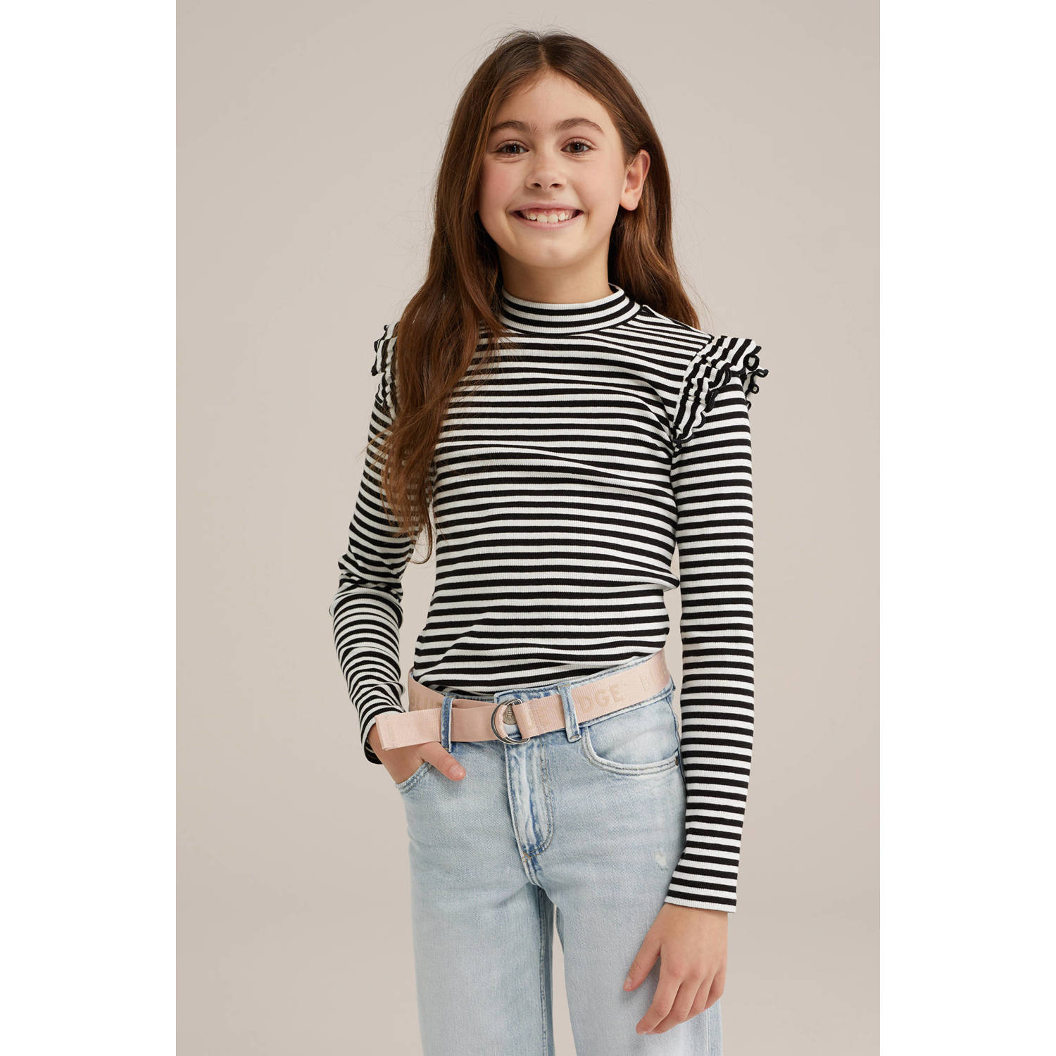 WE Fashion WE Fundamentals longsleeve zwart wit