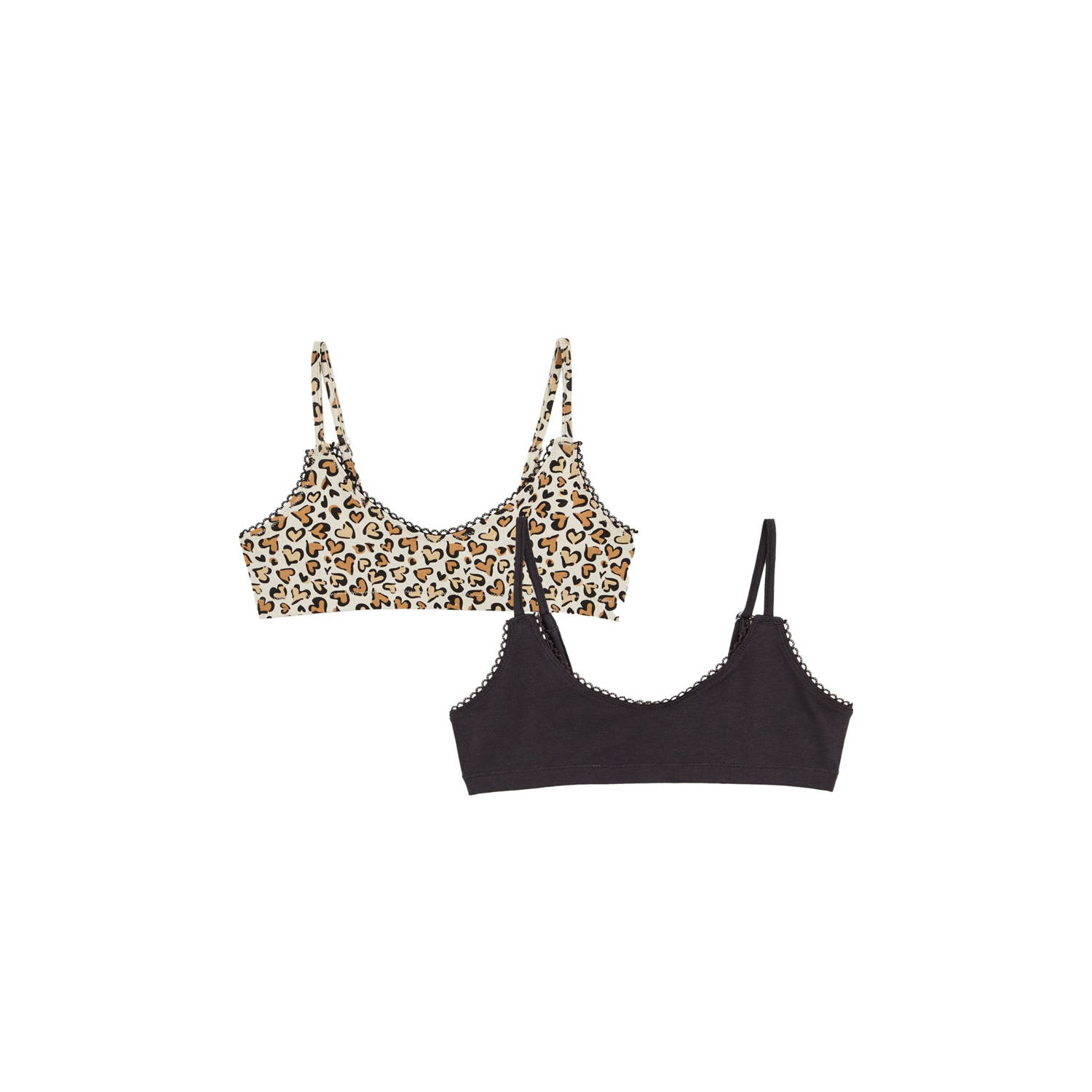 WE Fashion bh-top set van 2 bruin zwart