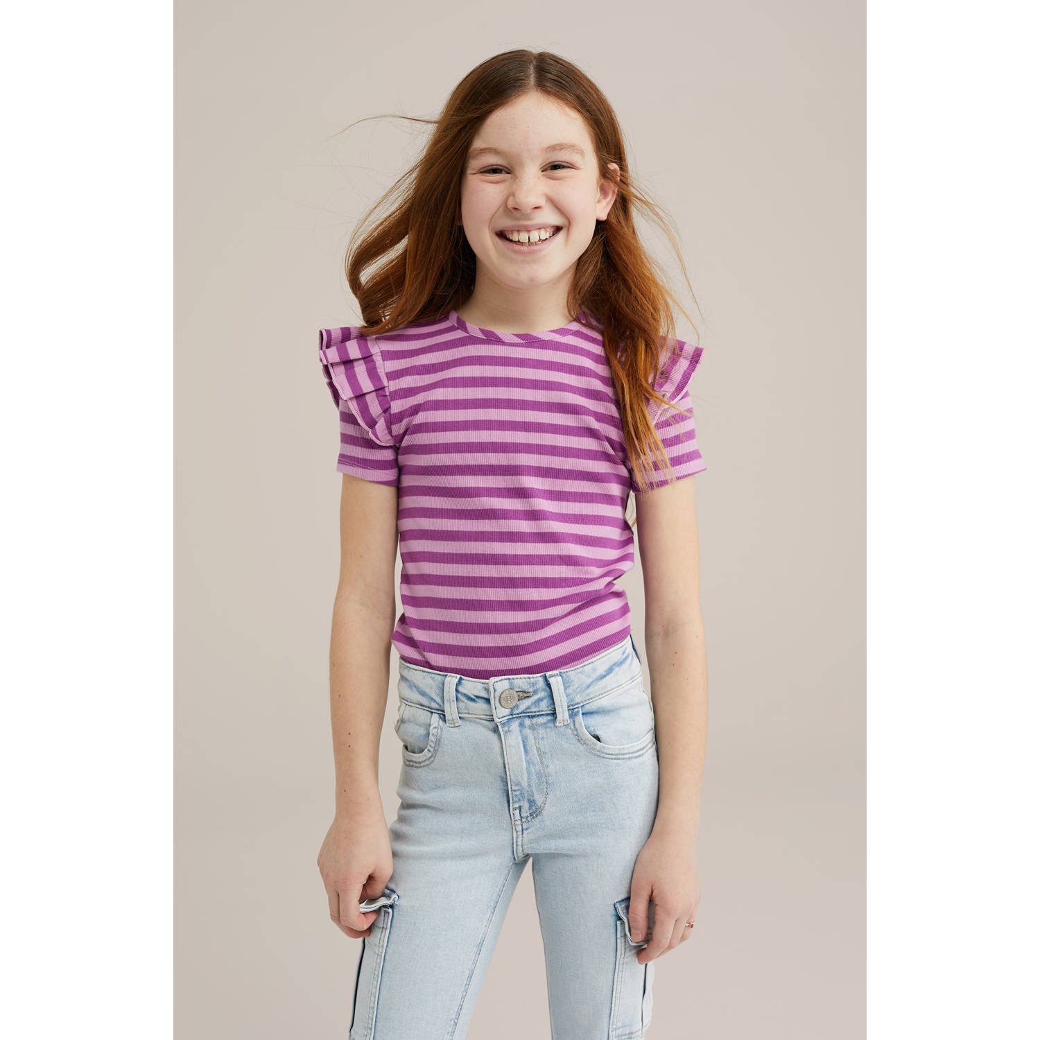WE Fashion T-shirt roze paars