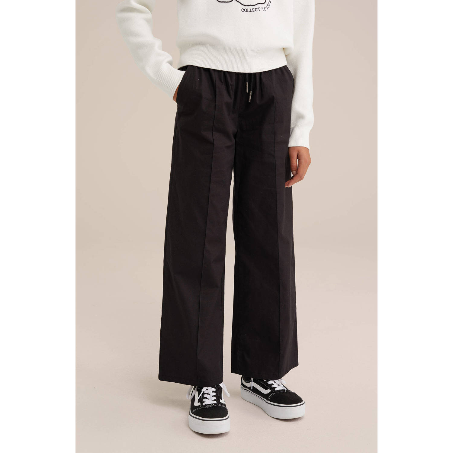 WE Fashion straight casual broek zwart