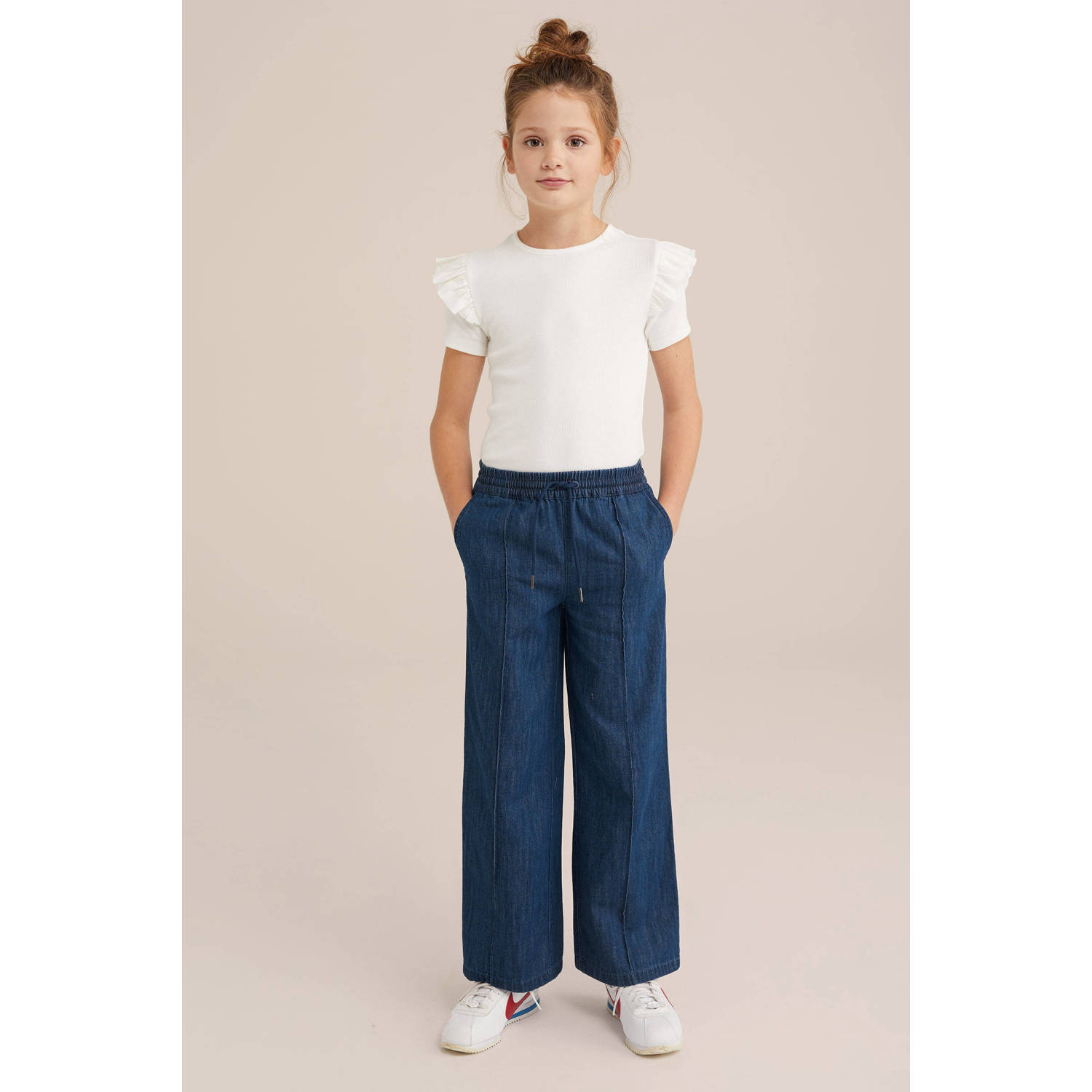 WE Fashion Blue Ridge straight fit sweatpant dark blue denim