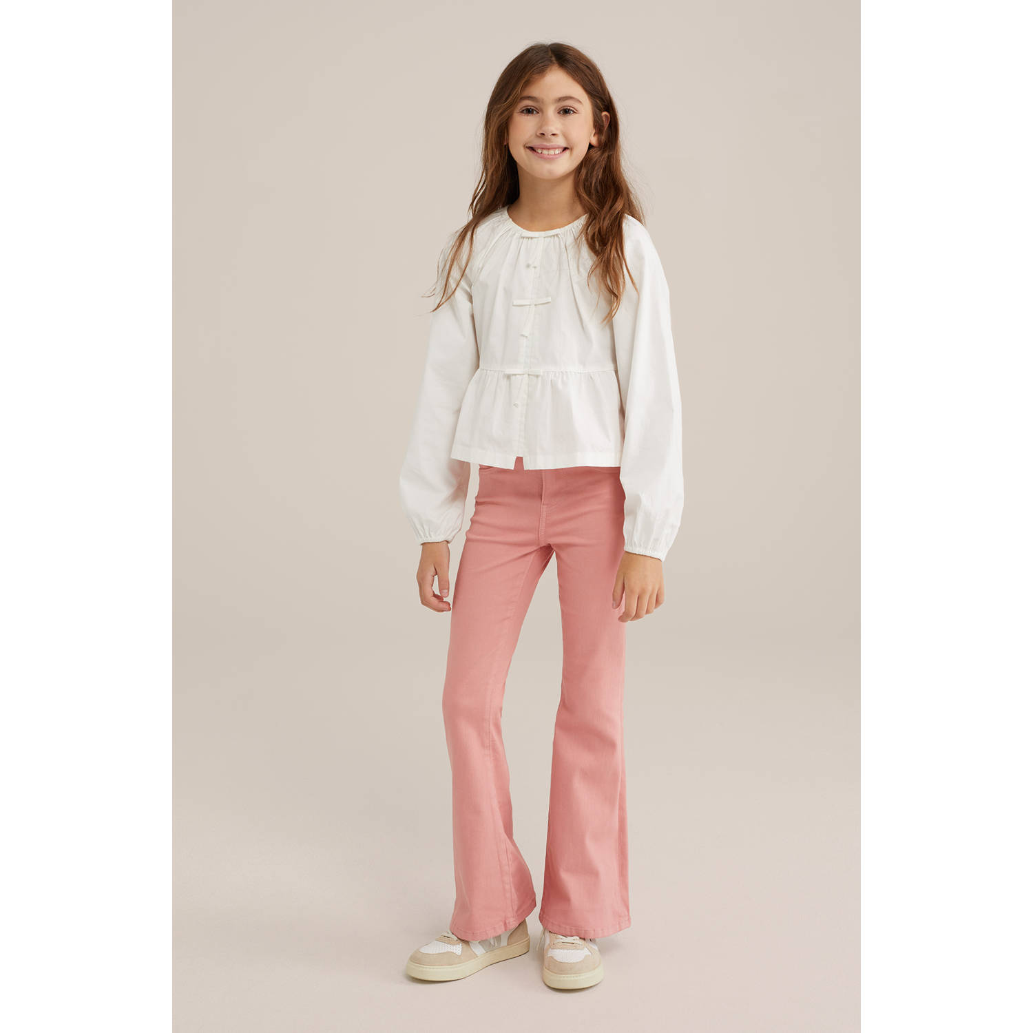 WE Fashion Blue Ridge flared jeans lichtroze