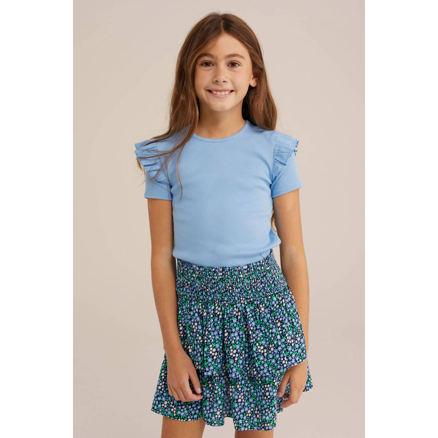 WE Fashion T-shirt pastel blauw