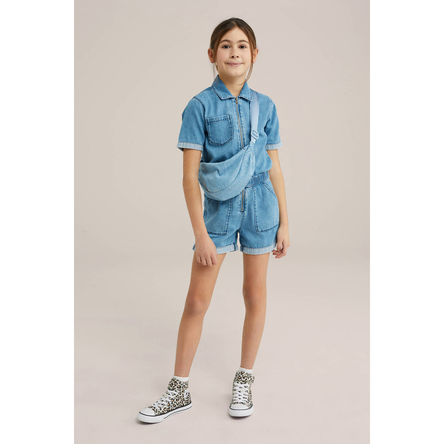 WE Fashion denim crossbody light blue denim
