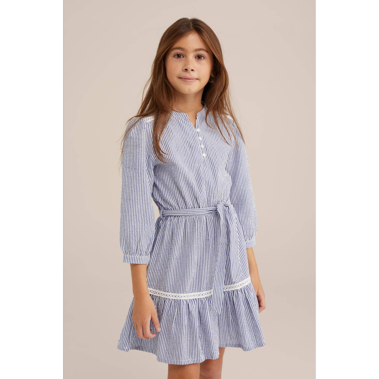 WE Fashion korte jurk broderie donkerblauw