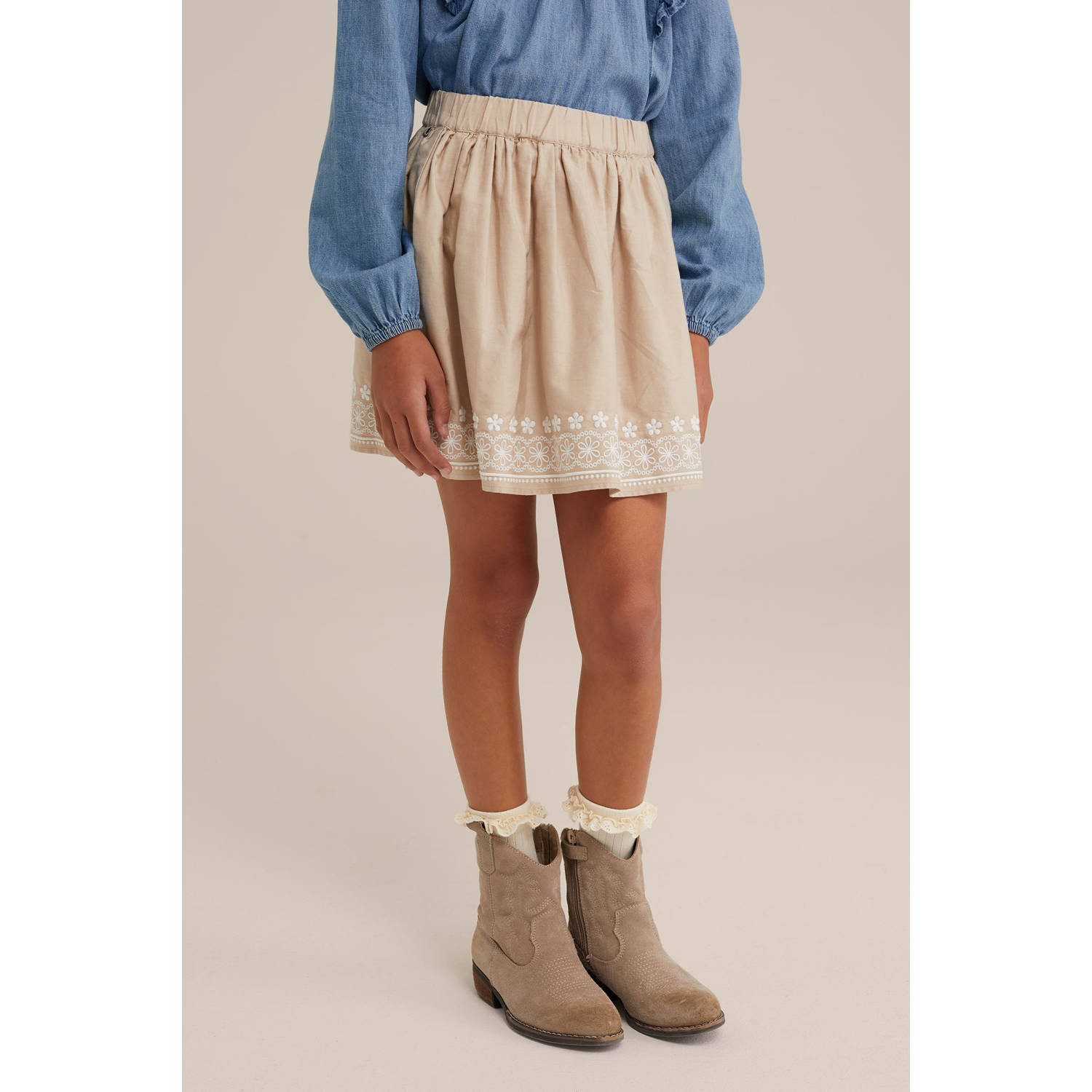 WE Fashion korte rok beige