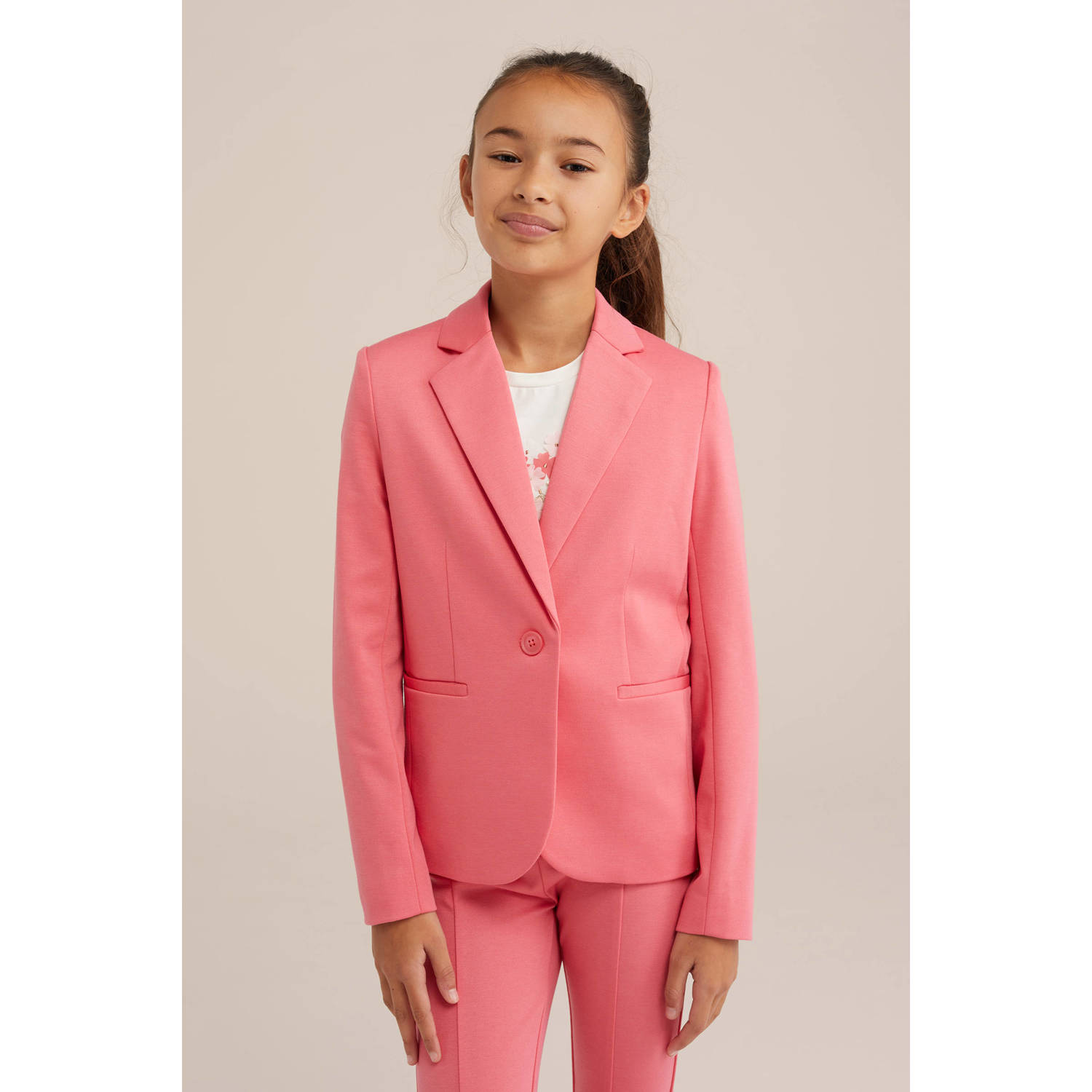 WE Fashion regular fit blazer roze