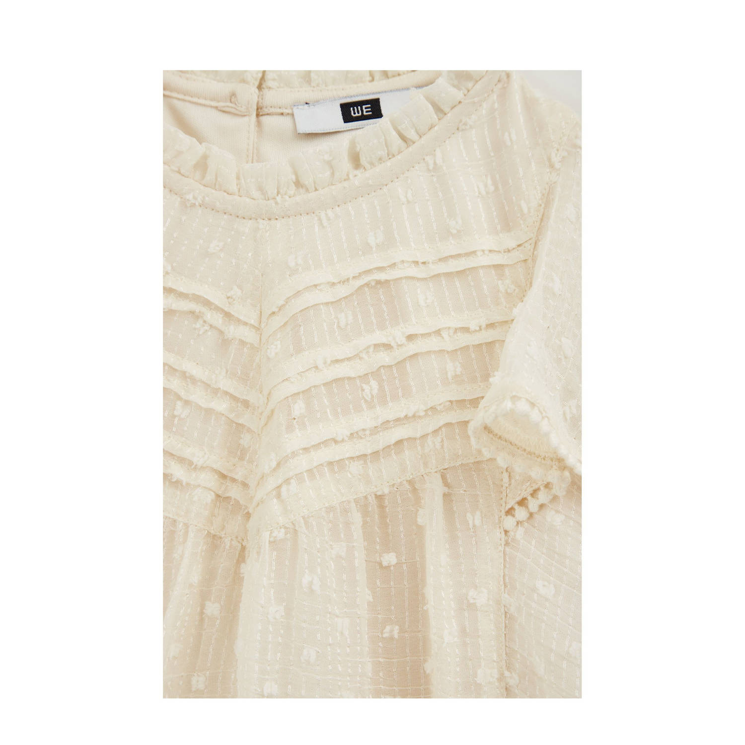 WE Fashion lange mouwen top met ruches ecru