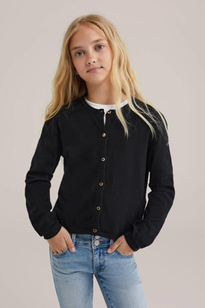 vest zwart fijn gebreid