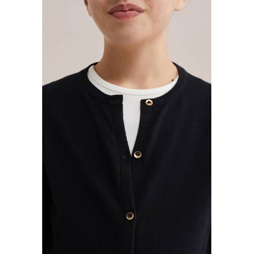 WE Fashion vest zwart fijn gebreid afbeelding