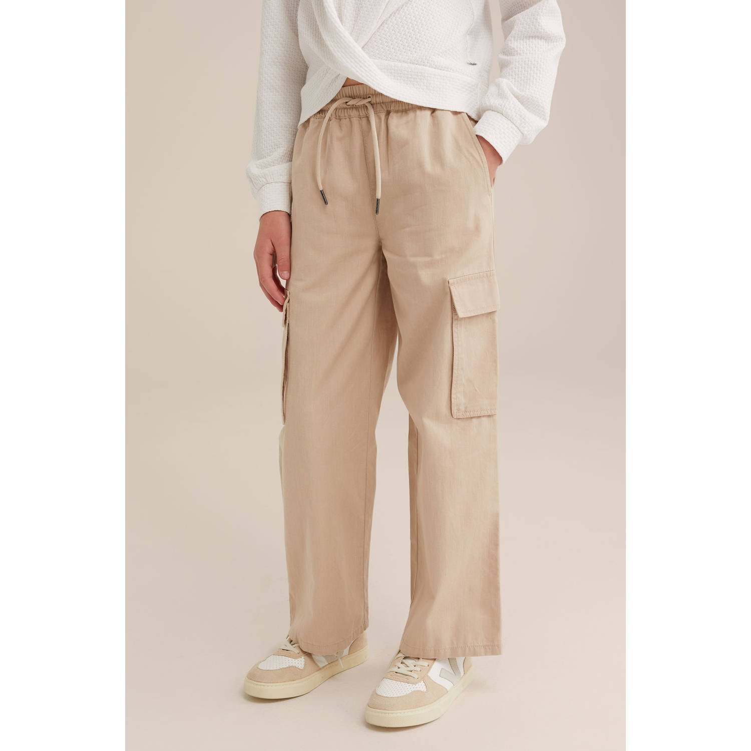WE Fashion straight cargo broek beige