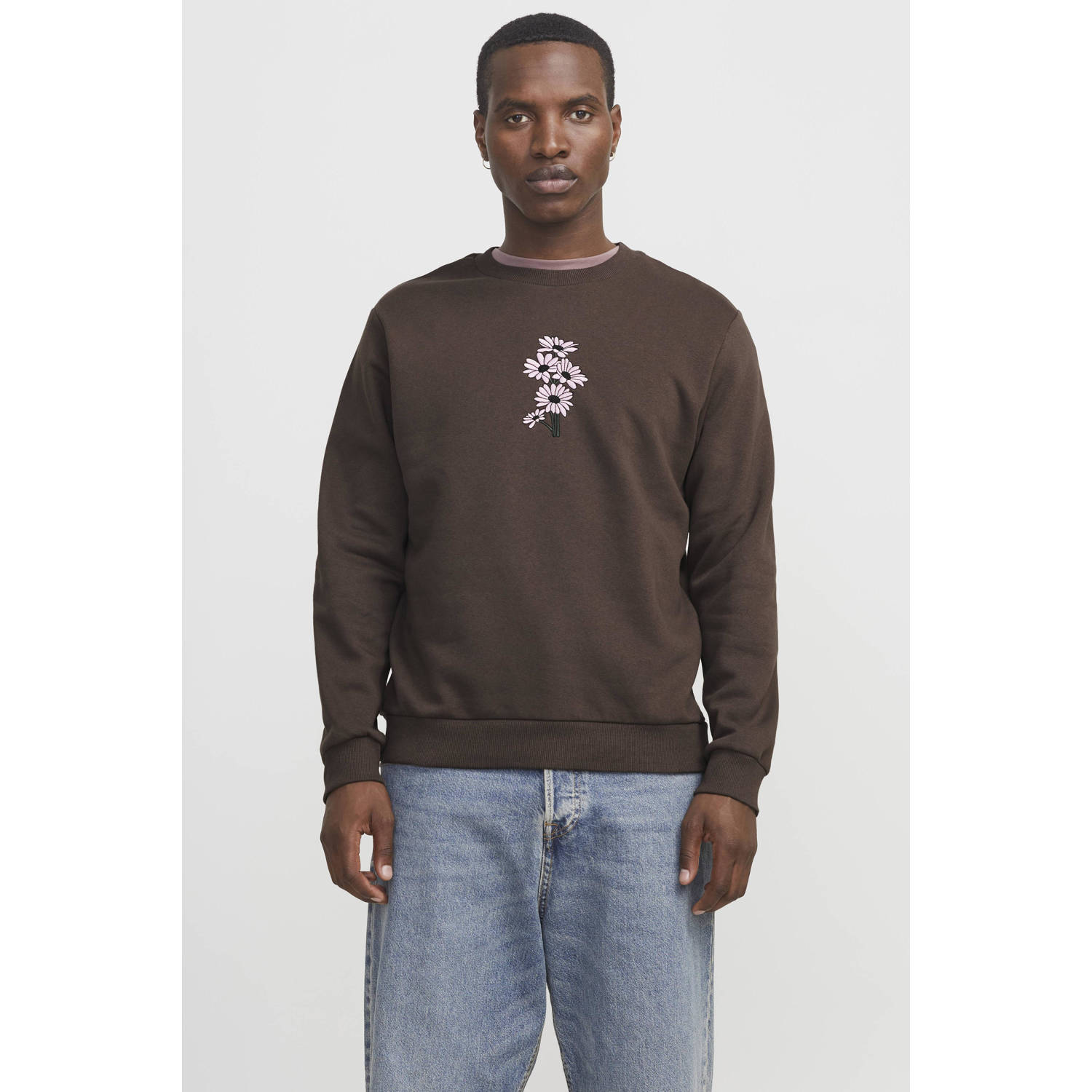JACK & JONES ORIGINALS sweater donkerbruin