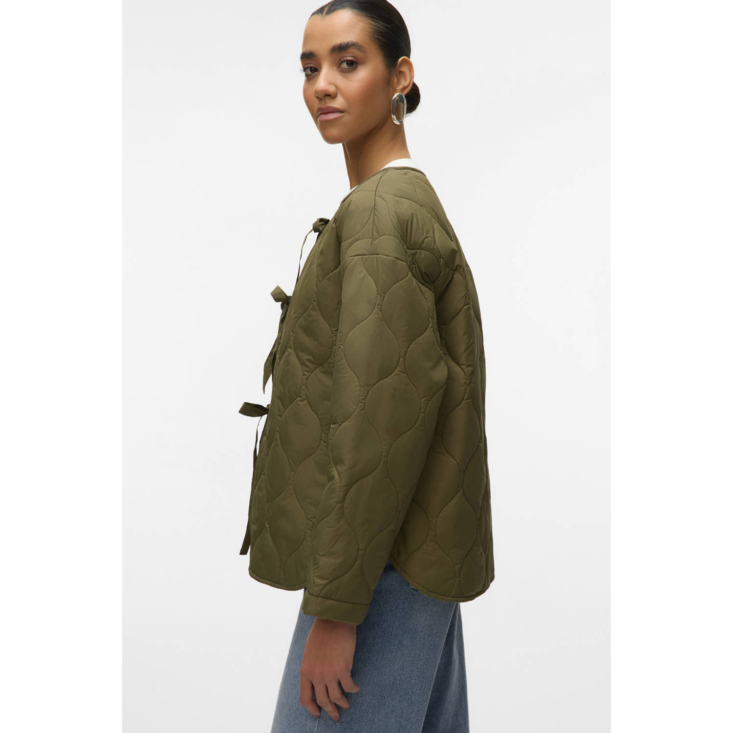 VERO MODA zomerjas quilted donkergroen