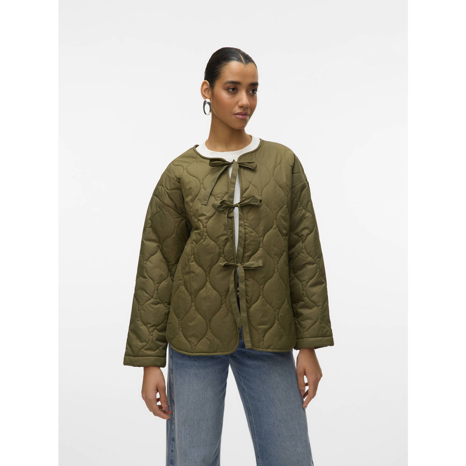 VERO MODA zomerjas quilted donkergroen