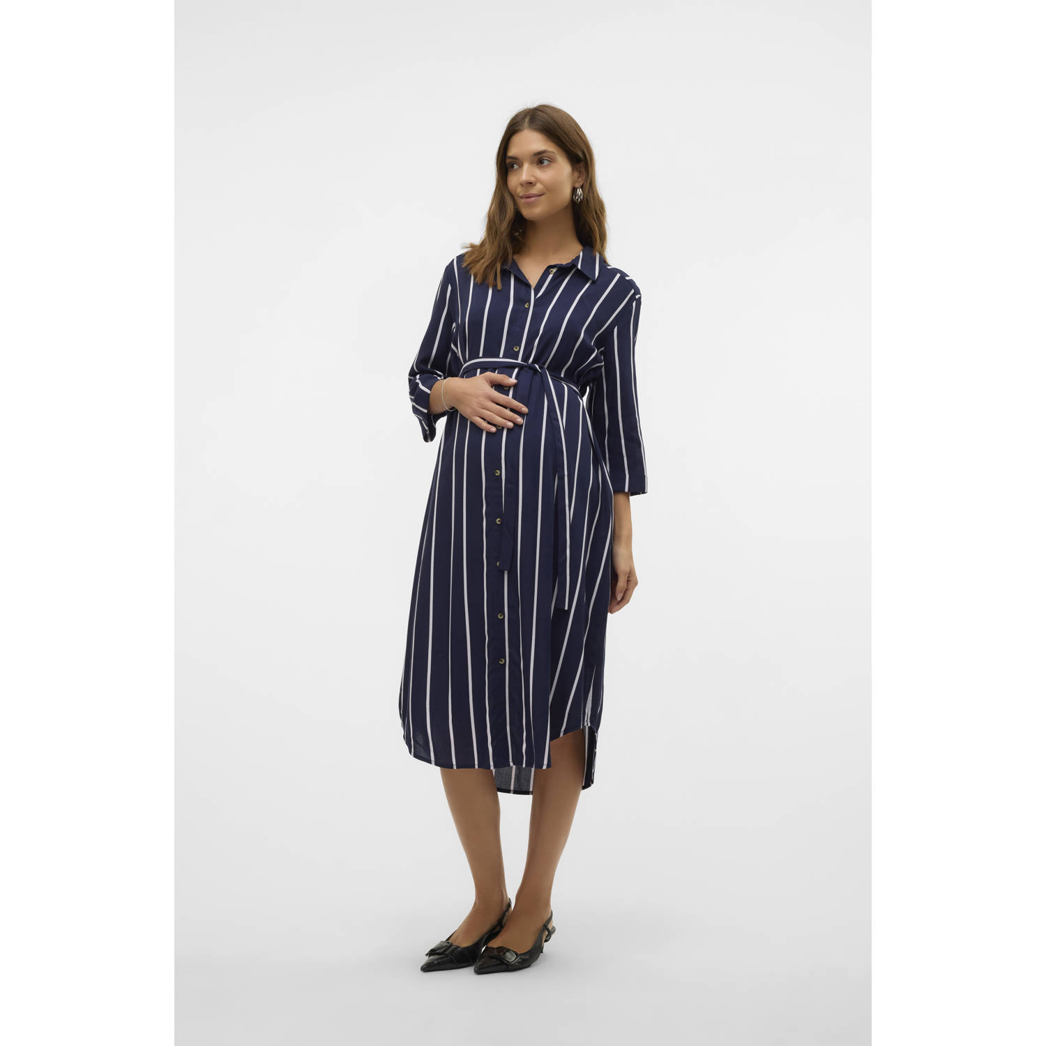 MAMALICIOUS zwangerschaps- en voedings blousejurk donkerblauw