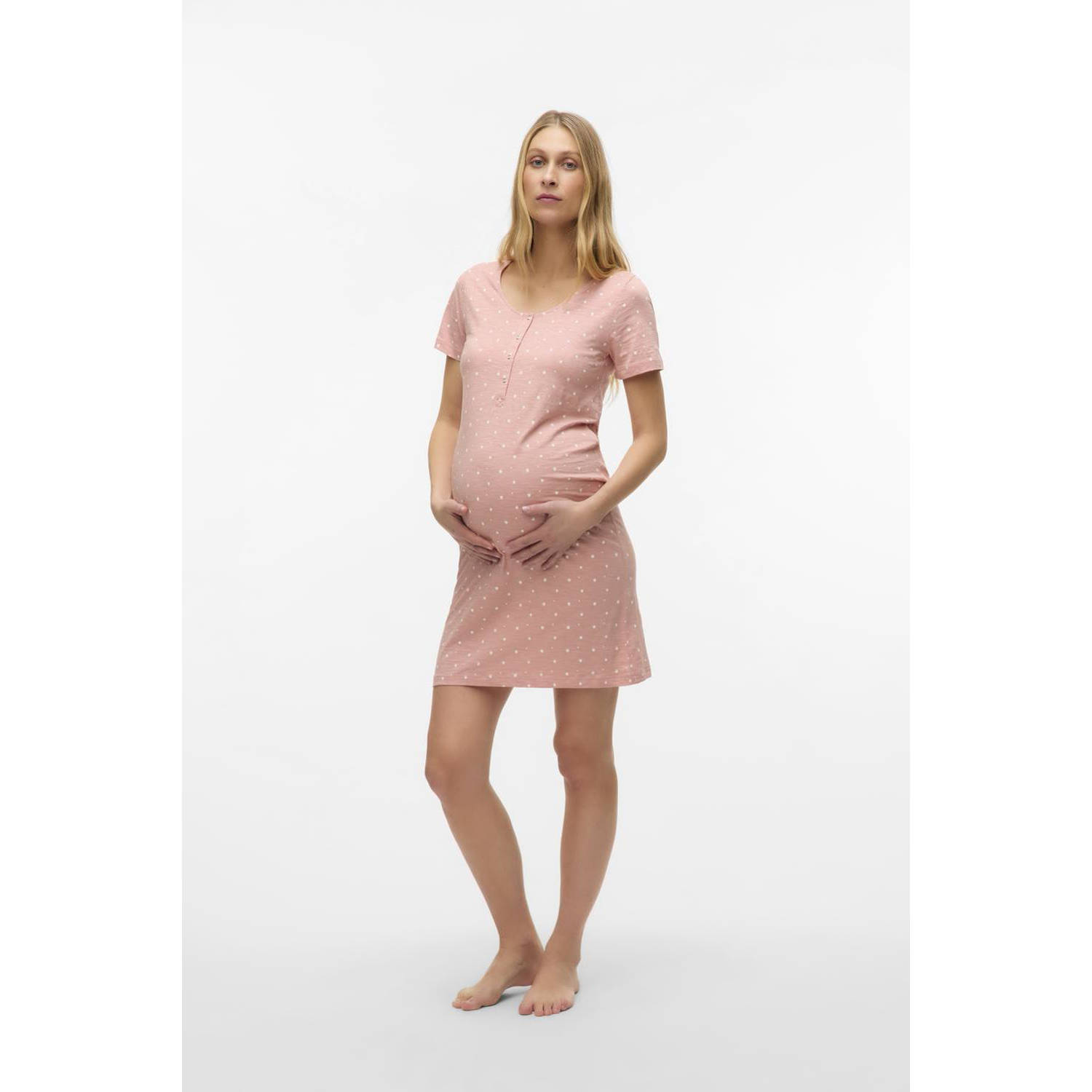MAMALICIOUS zwangerschaps- en voedingsnachthemd MLMIRA roze
