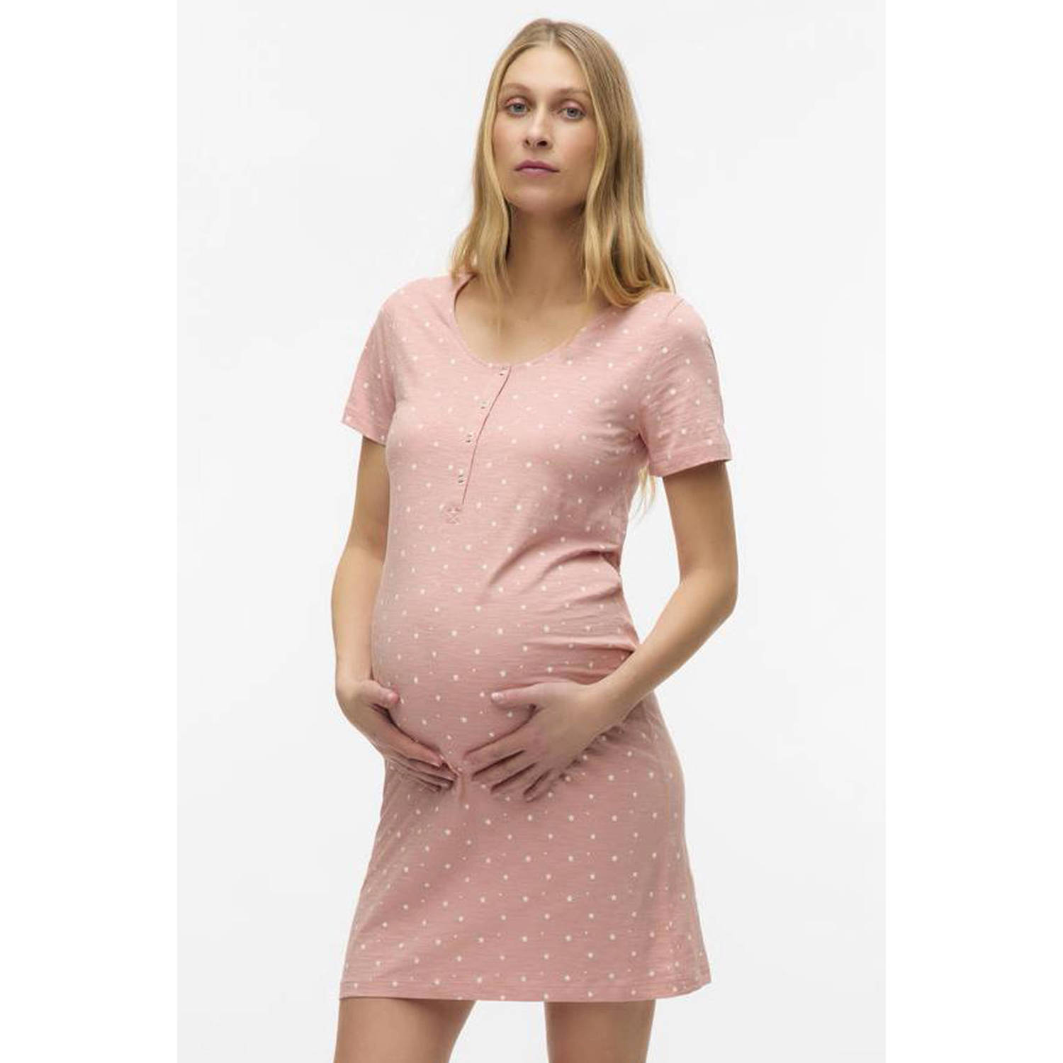 MAMALICIOUS zwangerschaps- en voedingsnachthemd MLMIRA roze
