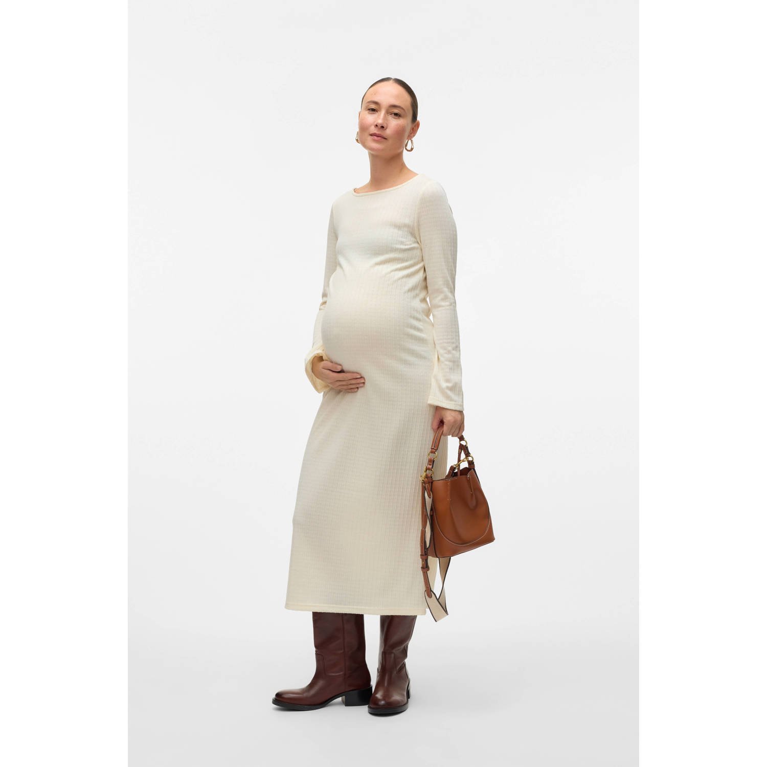 MAMALICIOUS zwangerschaps midi jurk ecru