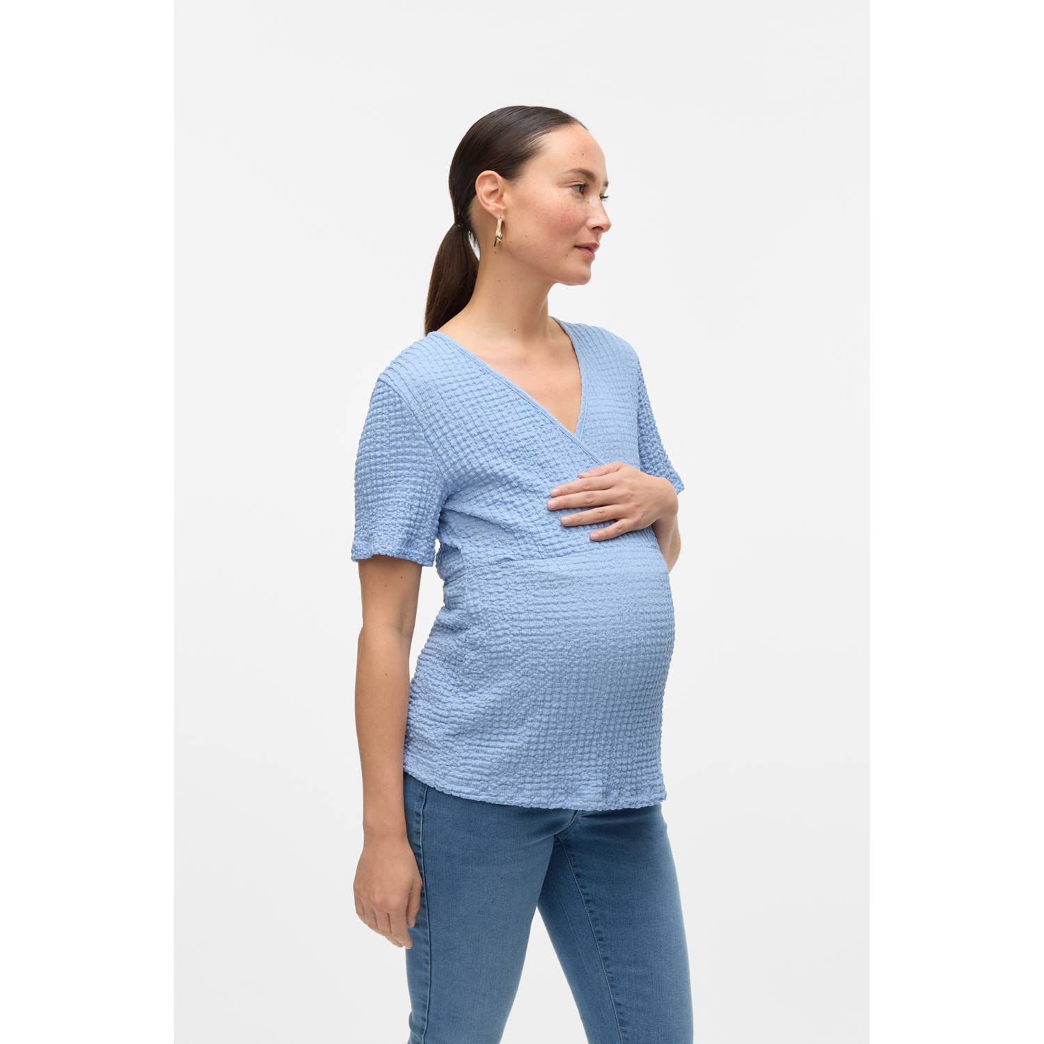 MAMALICIOUS zwangerschaps- en voedings blousetop lichtblauw