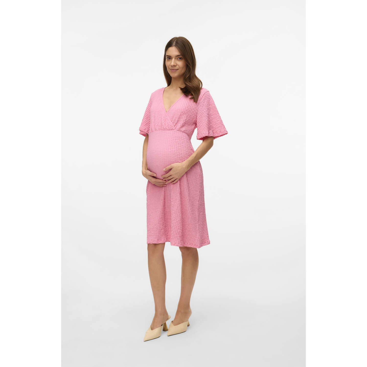 MAMALICIOUS zwangerschaps- en voedings korte jurk roze