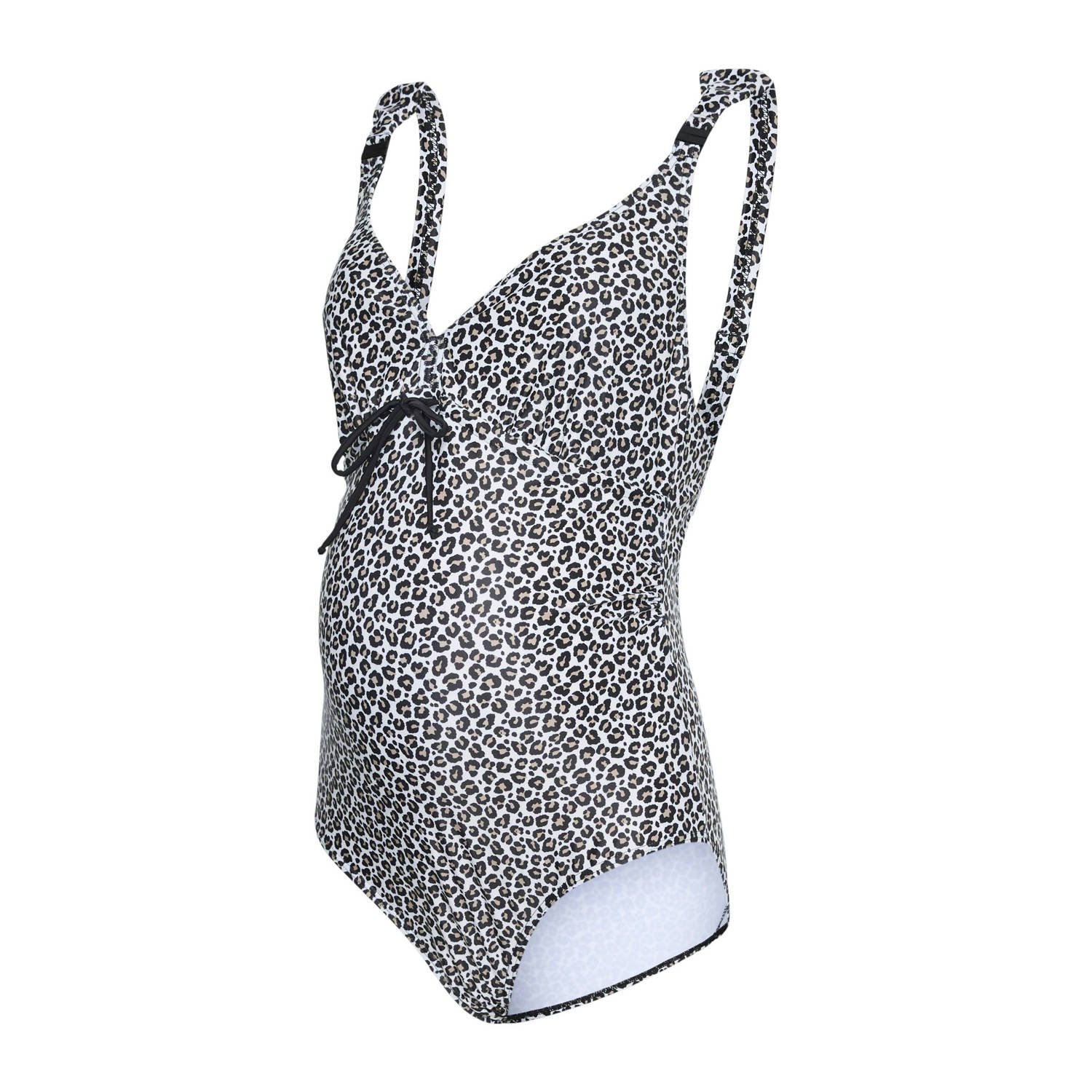 MAMALICIOUS zwangerschaps- en voedingsbadpak MLNEWRUSSEL bruin zwart wit