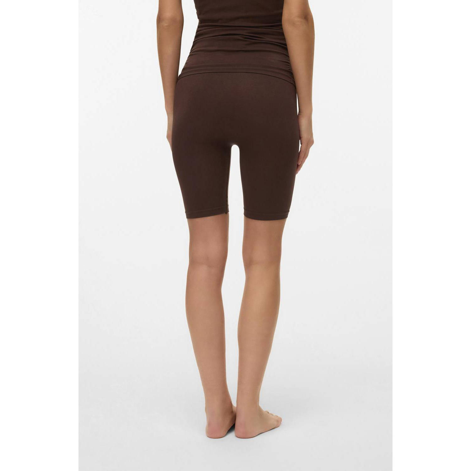 MAMALICIOUS slim high waist zwangerschaps biker short donkerbruin